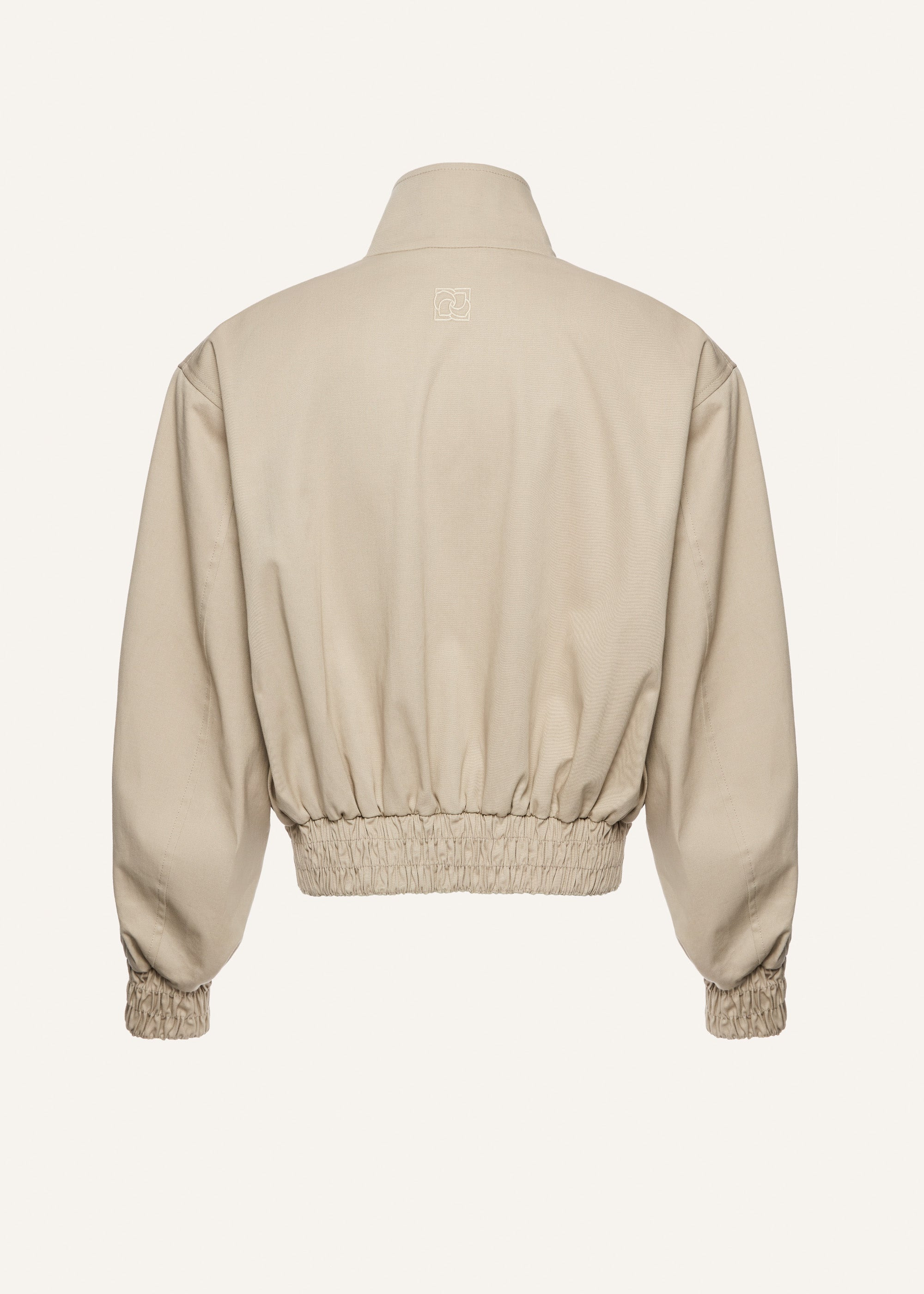 High-neck cropped bomber in beige - 2