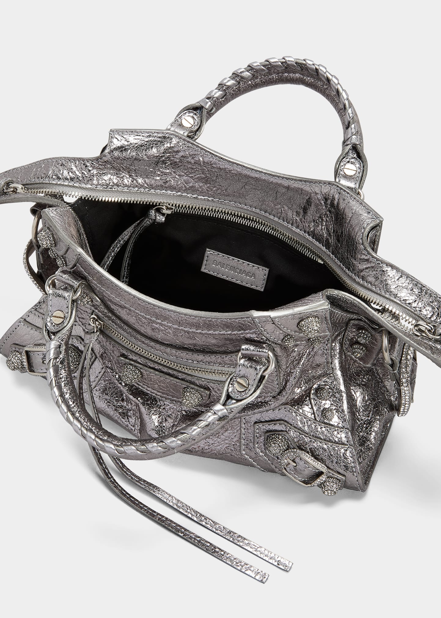 BALENCIAGA Neo Cagole XS Metallic Strass Top-Handle Bag