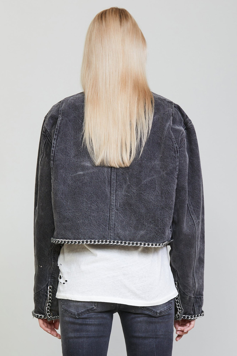 R13 CHAIN EMBELLISHED CROPPED JACKET outlook
