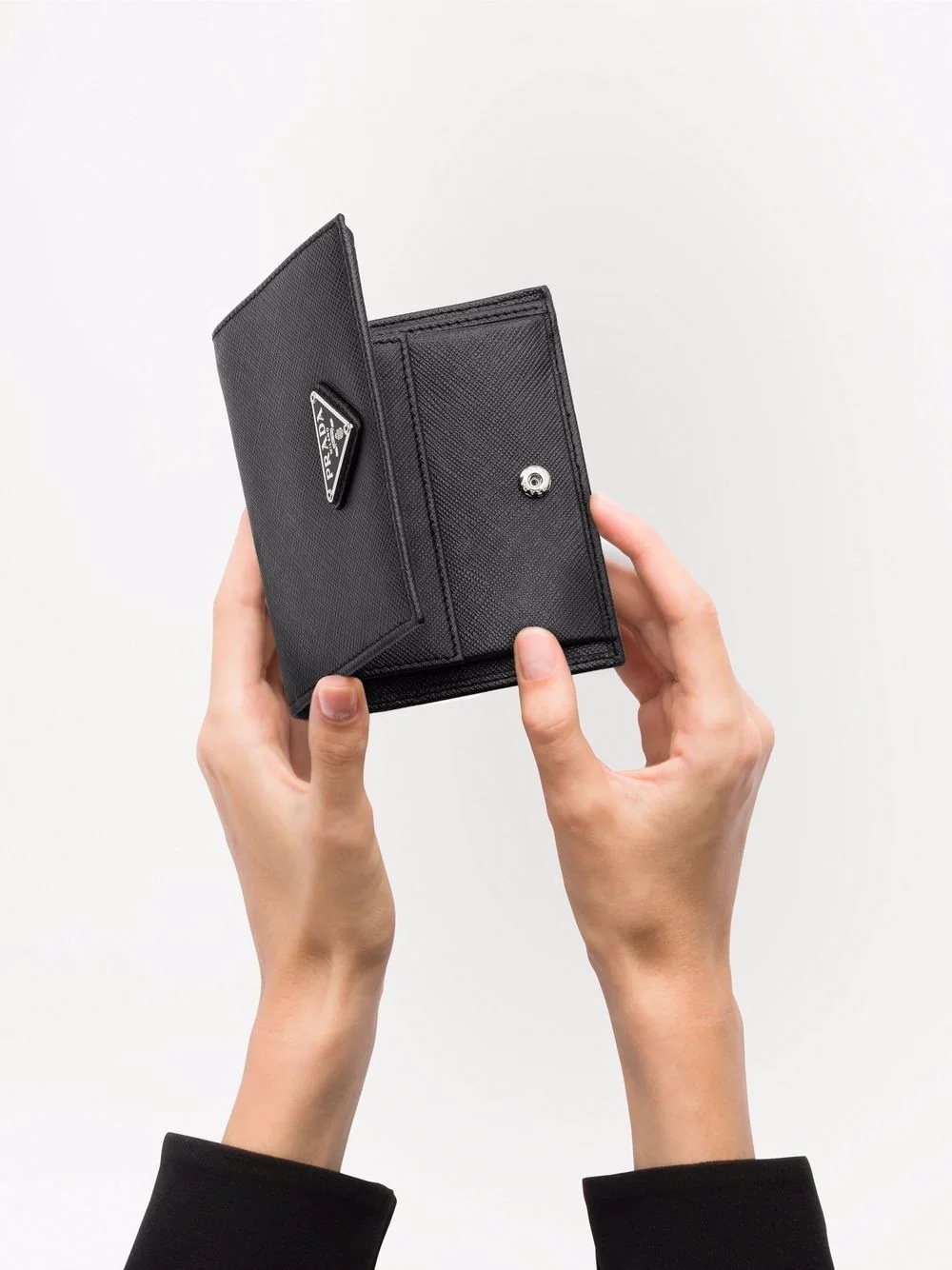 triangle-logo saffiano leather wallet - 4