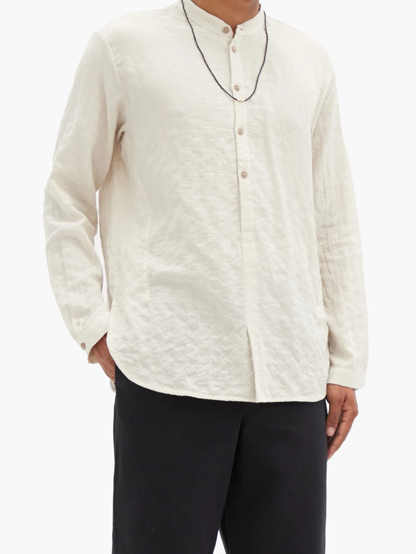 The Botanist stand-collar cotton-blend shirt - 2