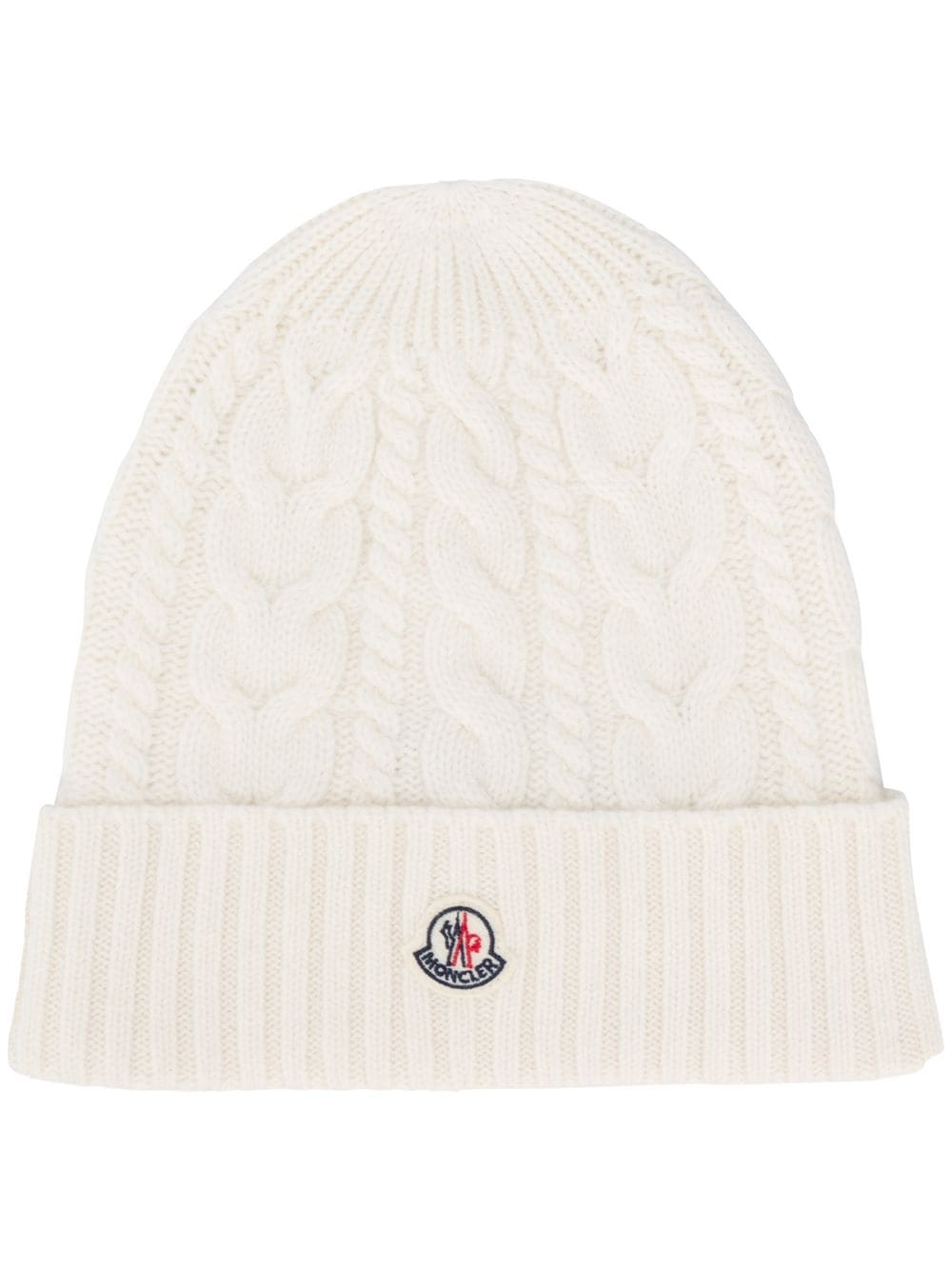 knitted logo patch beanie - 1