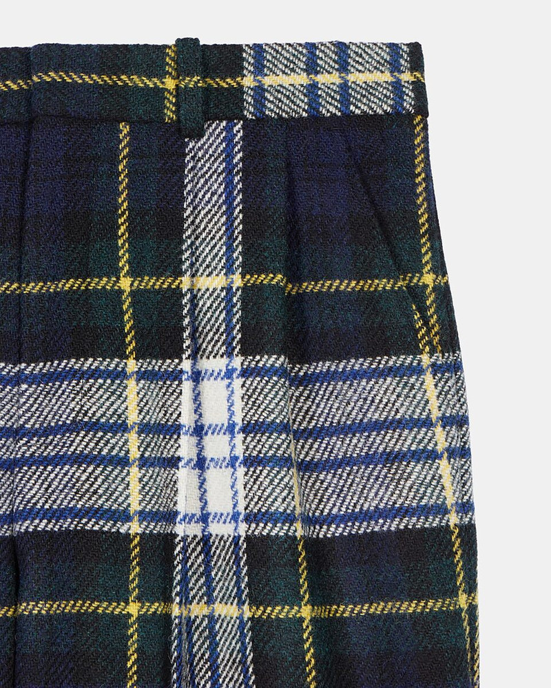 THE KOOPLES X HARRIS TWEED WIDE-LEG WOOL PANTS IN GREEN AND NAVY BLUE 6