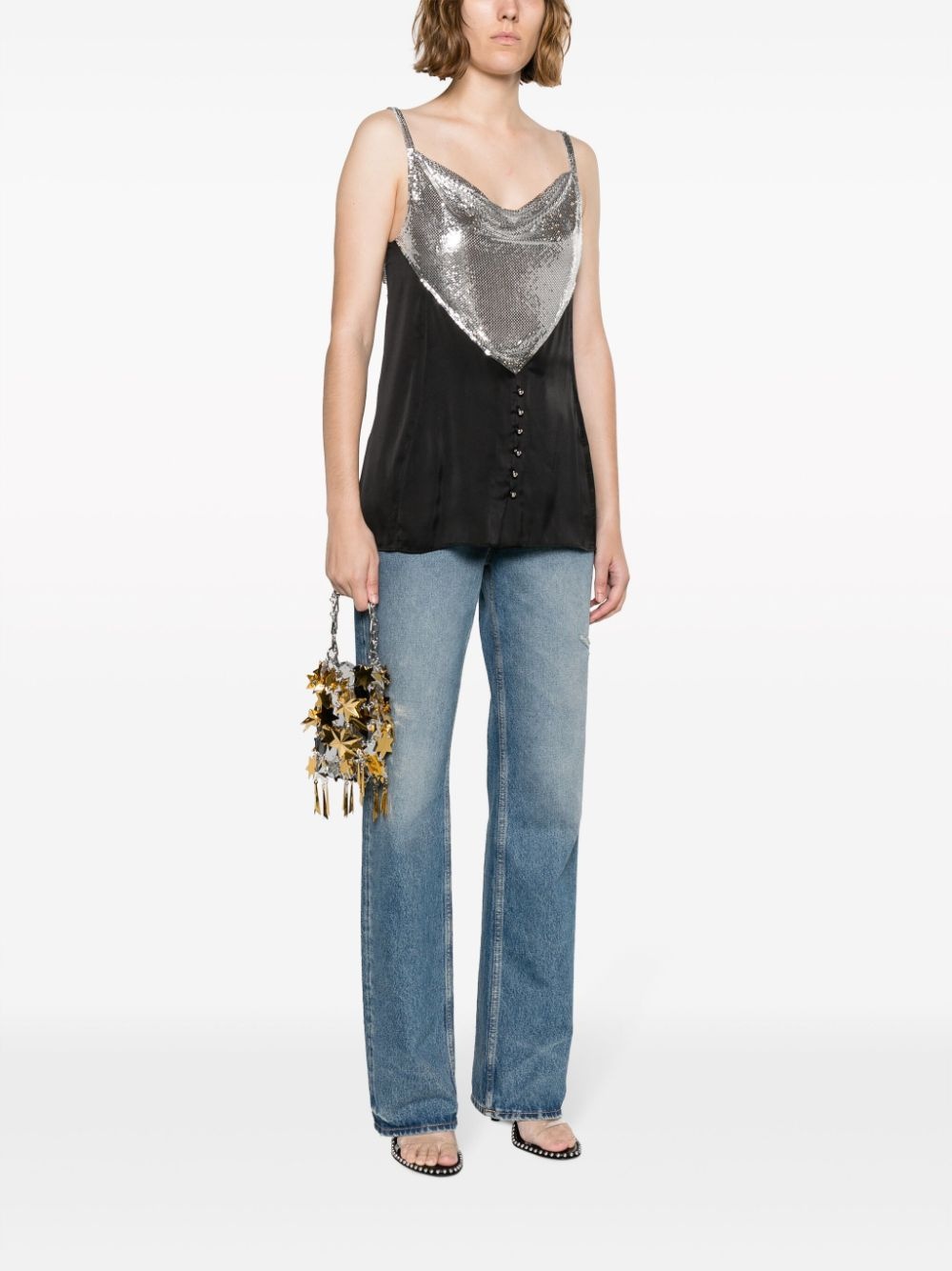 chainmail-panelled cowl-neck vest - 2