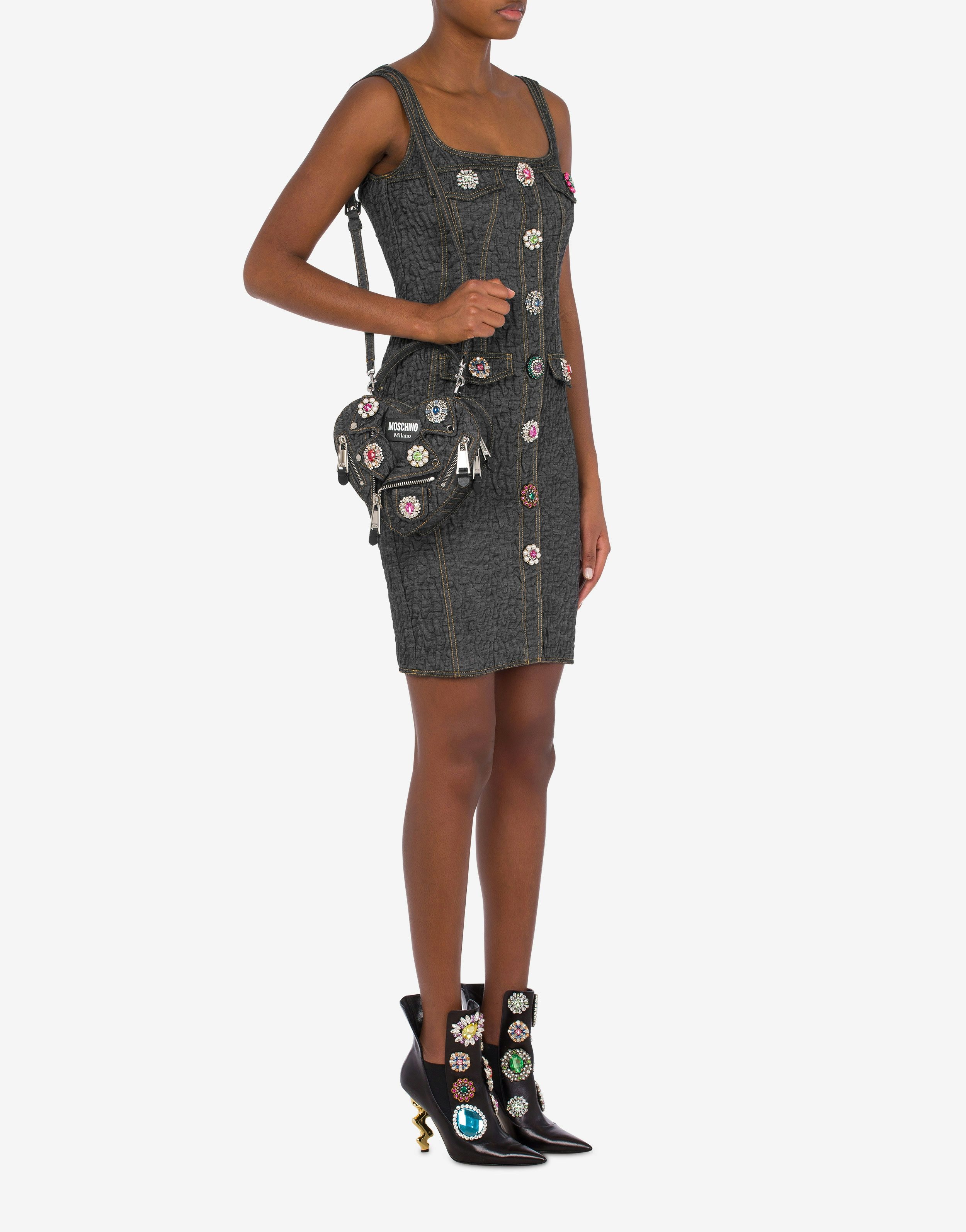 JEWELS MOSCHINO HEART DENIM BIKER BAG - 5