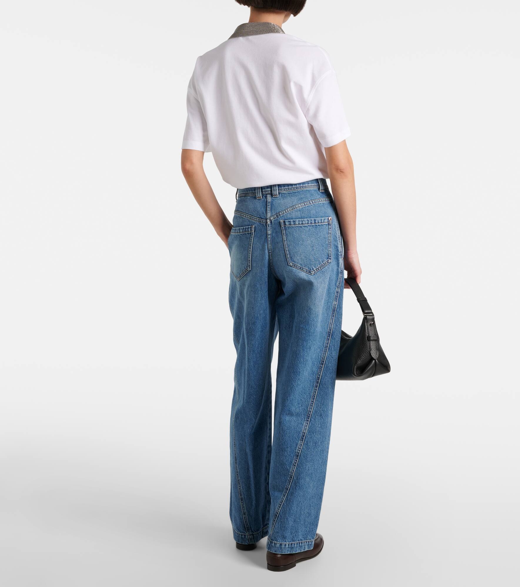 Pleated high-rise wide-leg jeans - 3