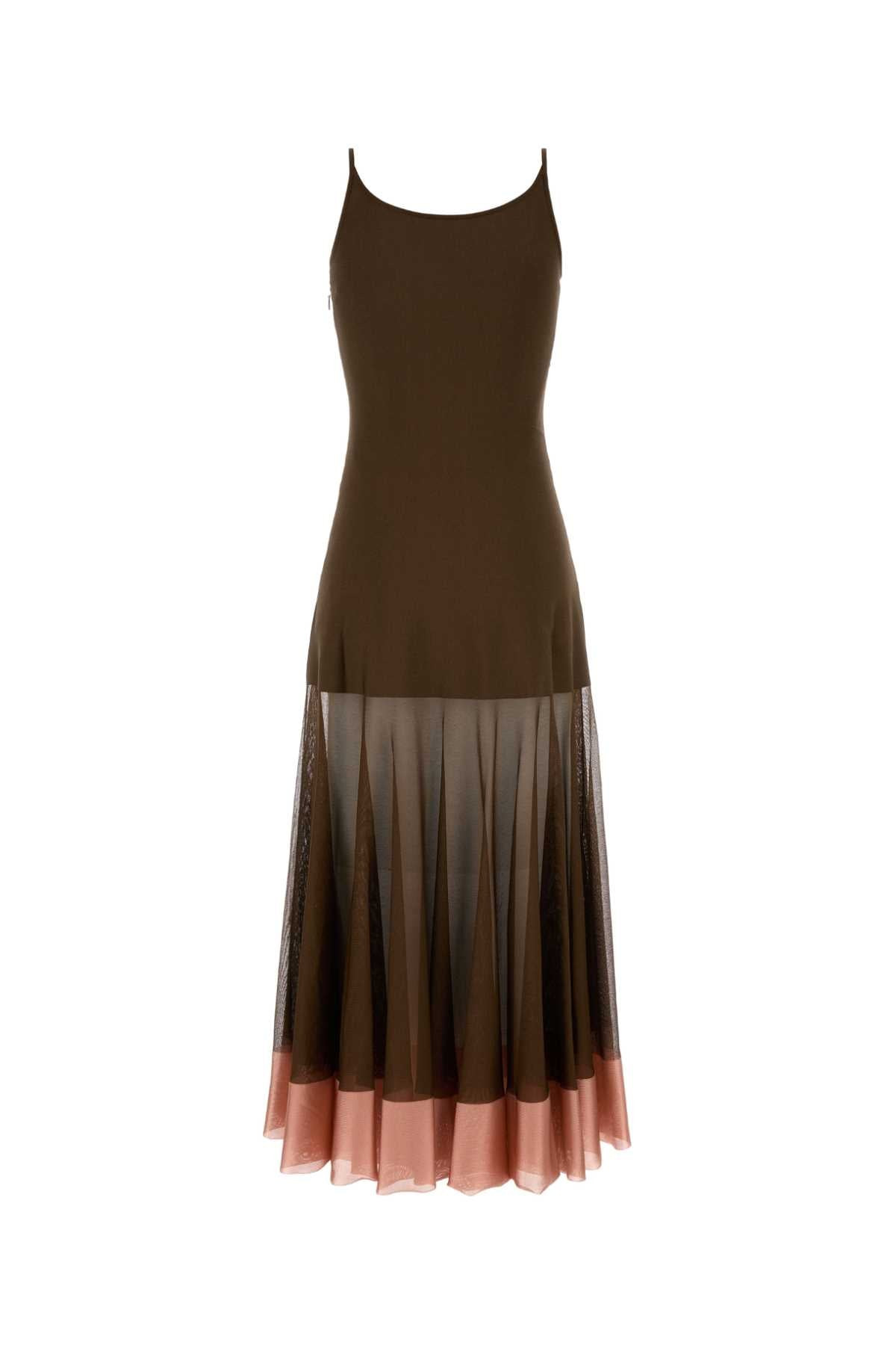 Fendi Women Chocolate Viscose Blend Dress - 2