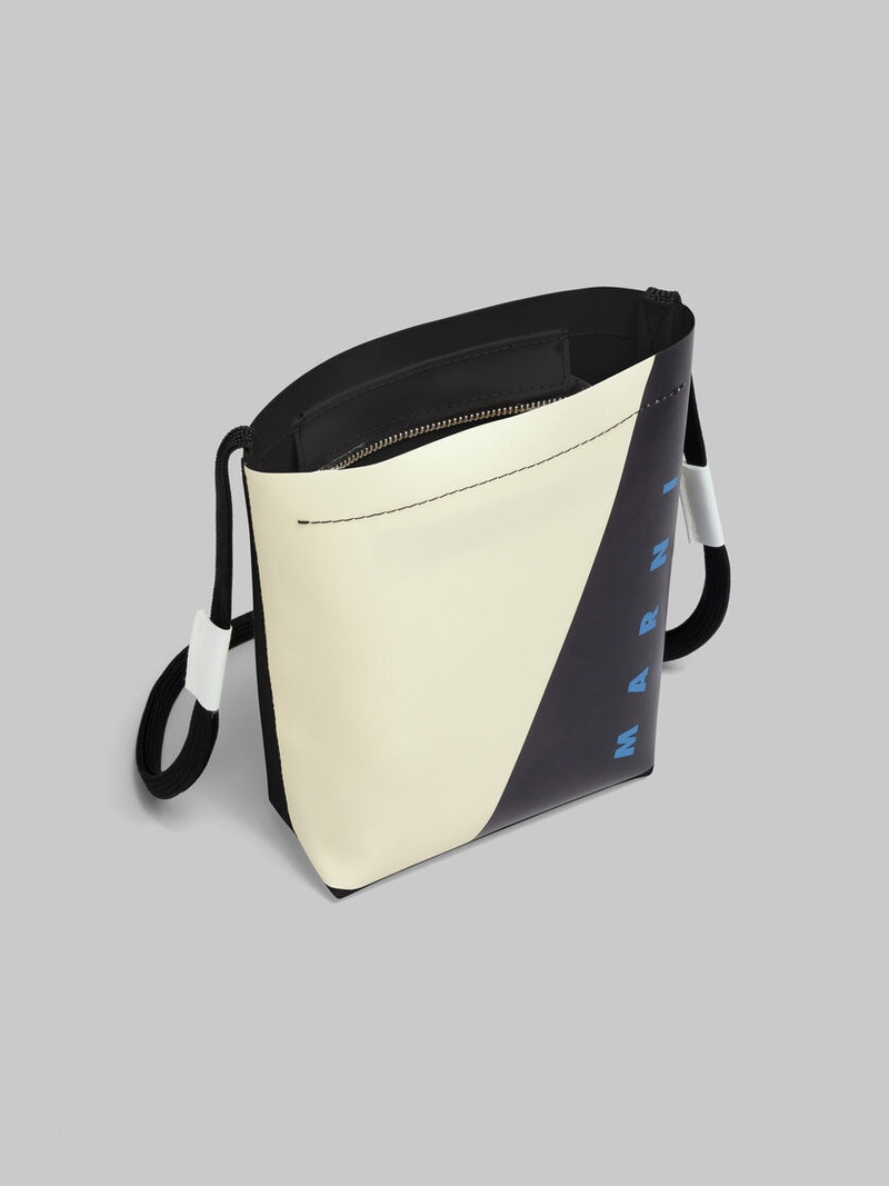 WHITE AND BLACK TRIBECA CROSSBODY BAG WITH SHOELACE STRAP 4