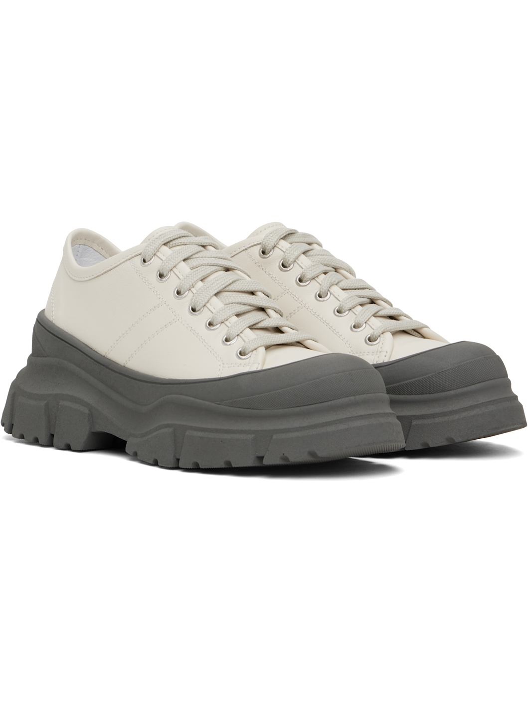 Beige & Gray Feat Sneakers - 4