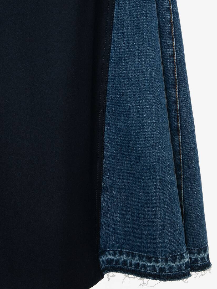 Hybrid Fluted Skirt in Washed Blue - 5