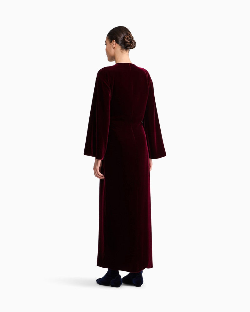 VELVET WRAP EVENING DRESS WITH FLORAL EMBROIDERY 6