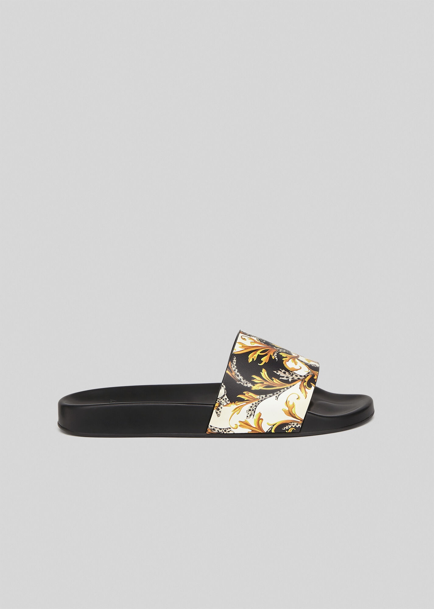 Acanthus Print Leather Slides - 1