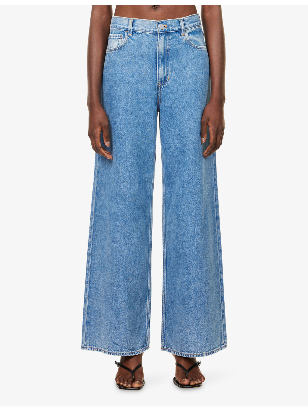 Ice Blue Wide-Leg Denim-Blend Jeans - 3