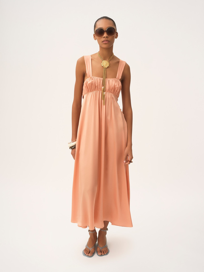 Chloé SLEEVELESS RUCHED LONG DRESS IN SILK SATIN outlook