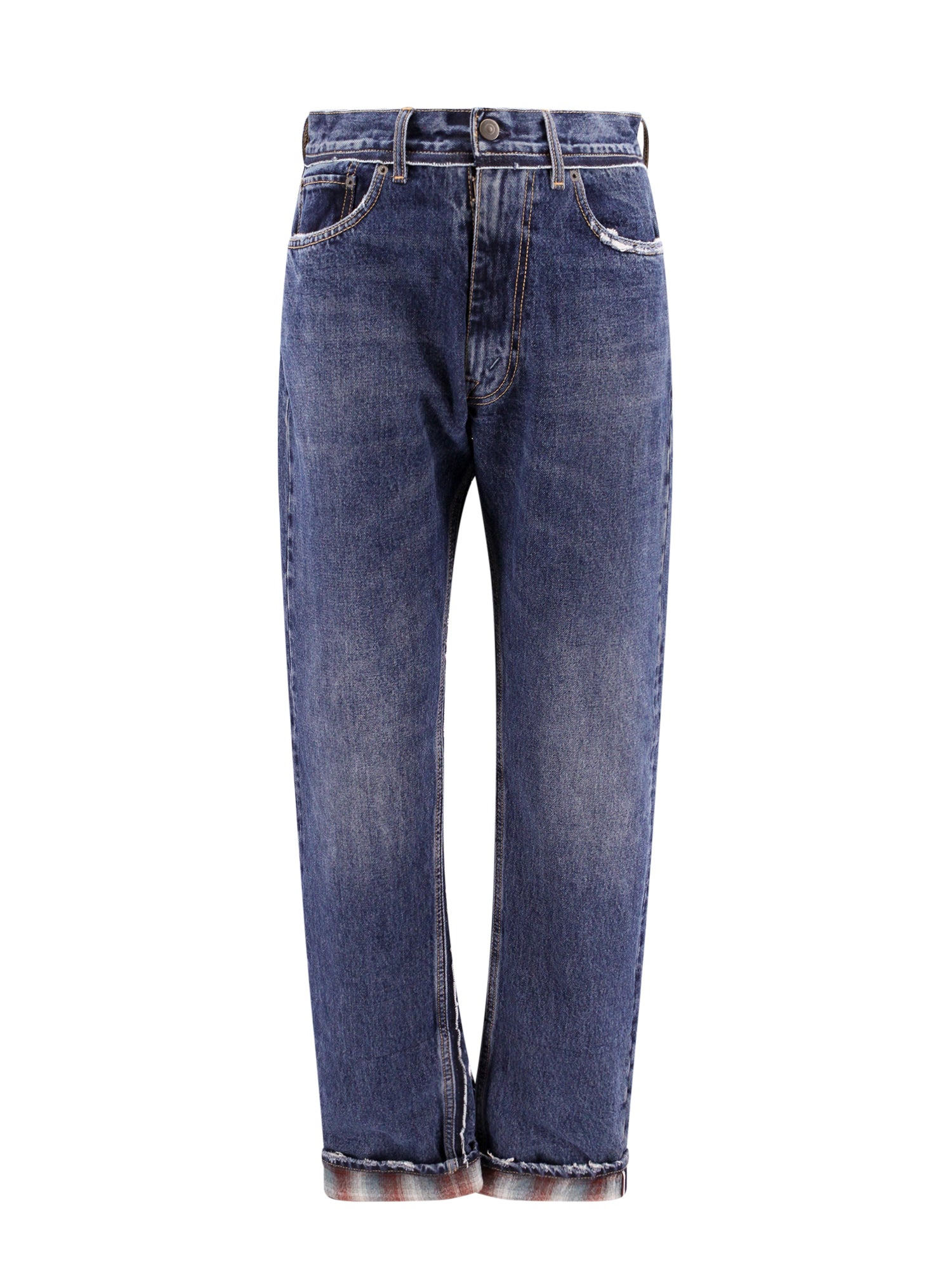 Cotton Jeans With Wool Madras Details - 1