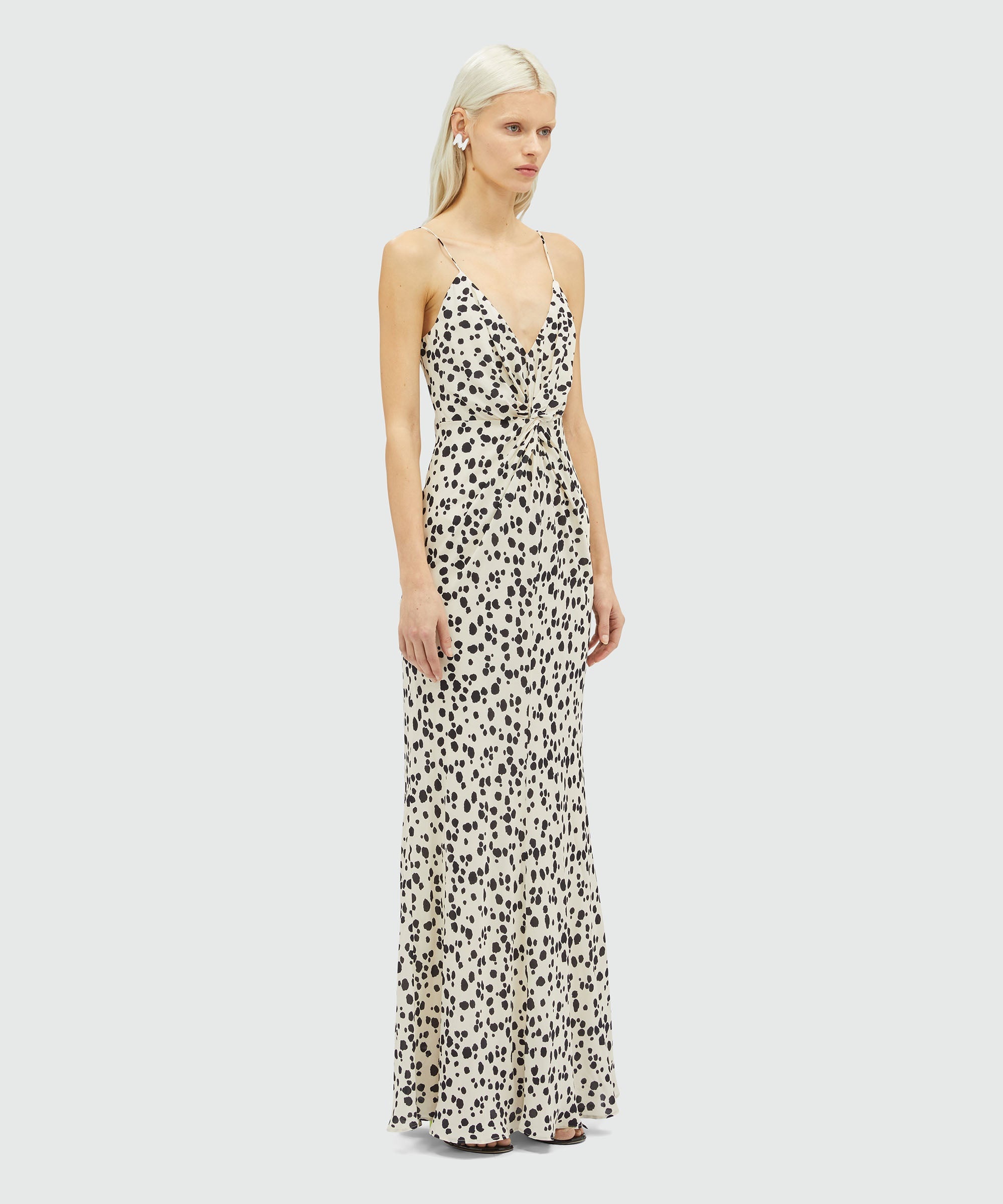 Viscose slip dress with knotted waist - 4