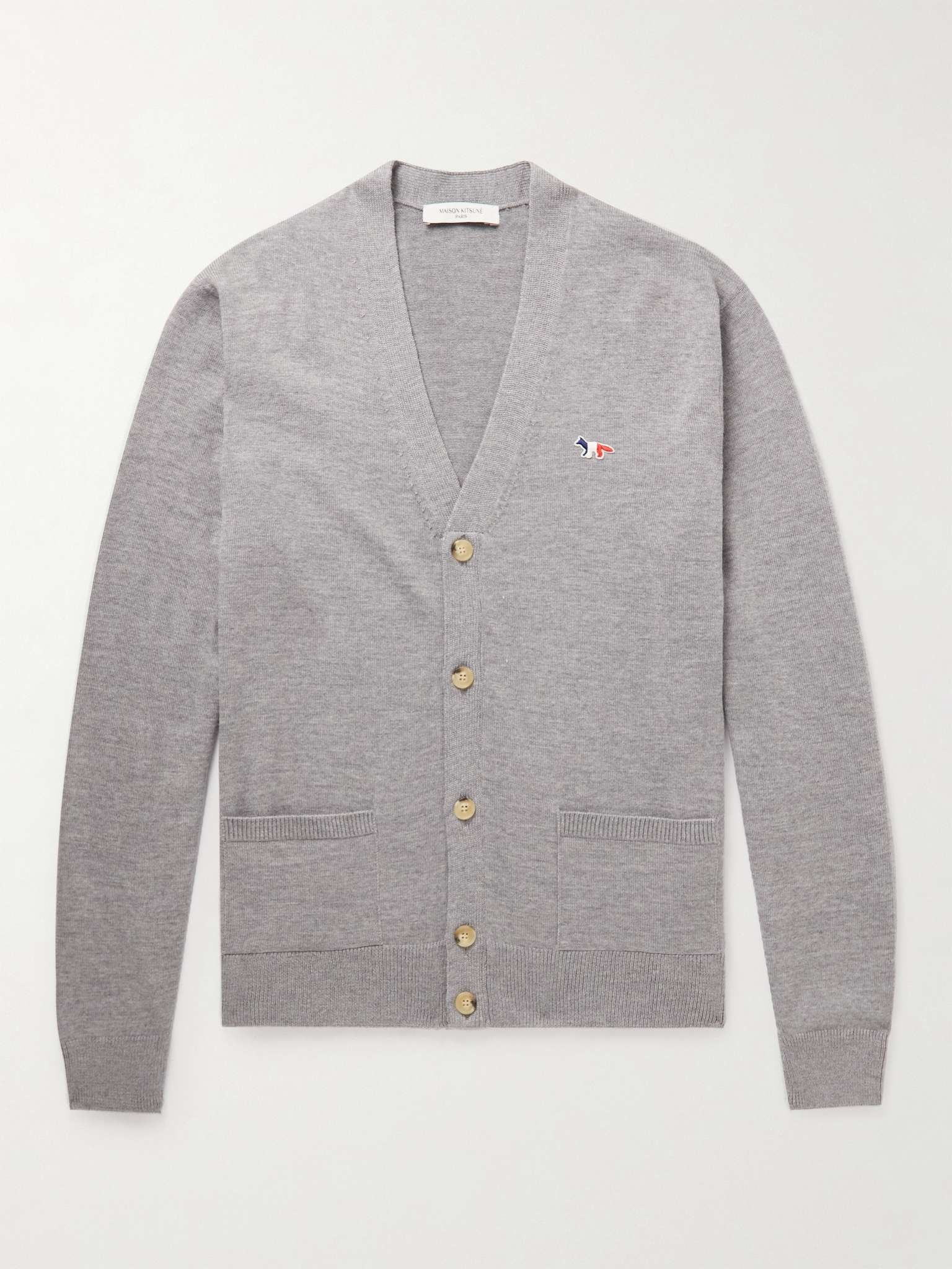 Slim-Fit Logo-Appliquéd Wool Cardigan - 1