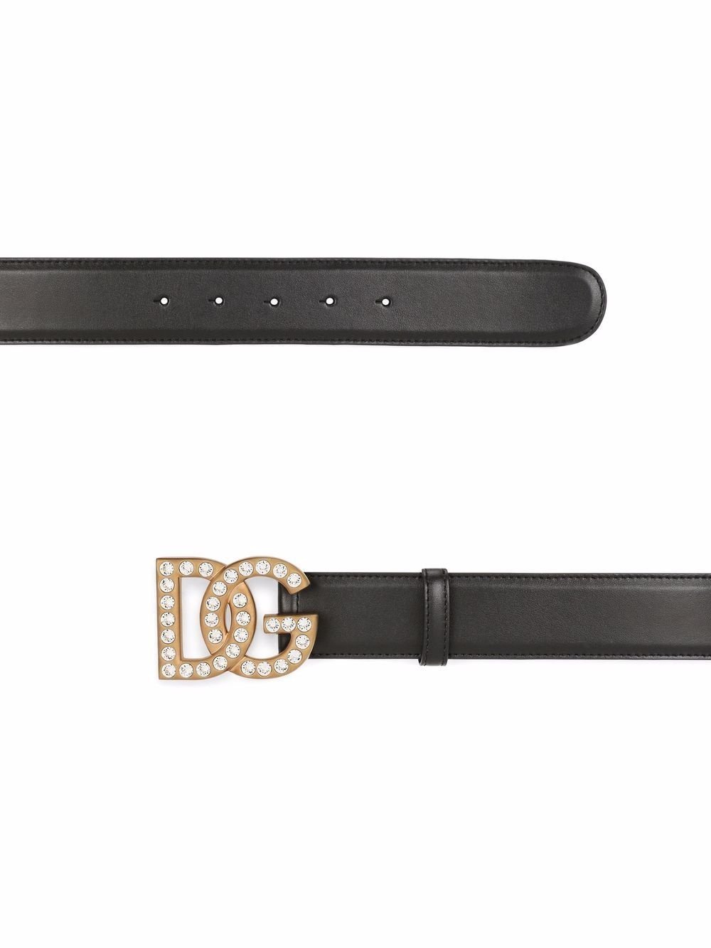 rhinestone logo buckle belt - 2