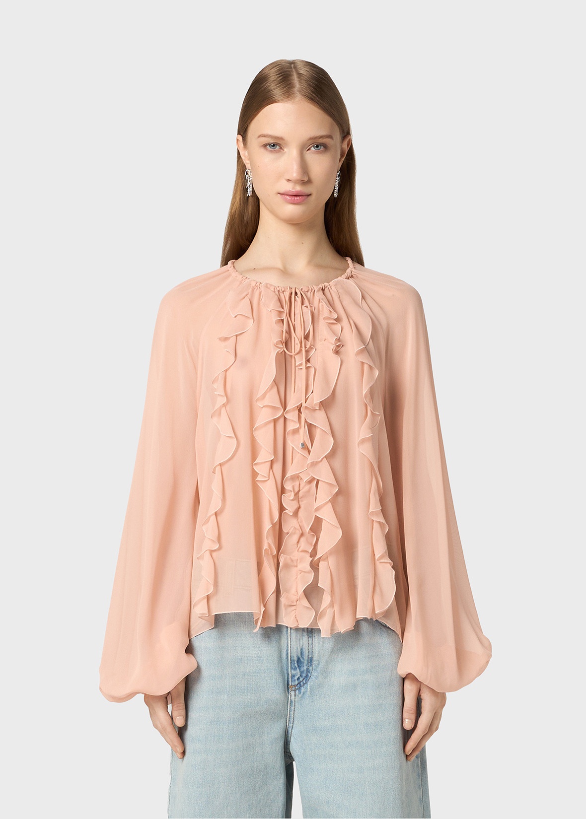 GEORGETTE BLOUSE WITH RUFFLES - 3