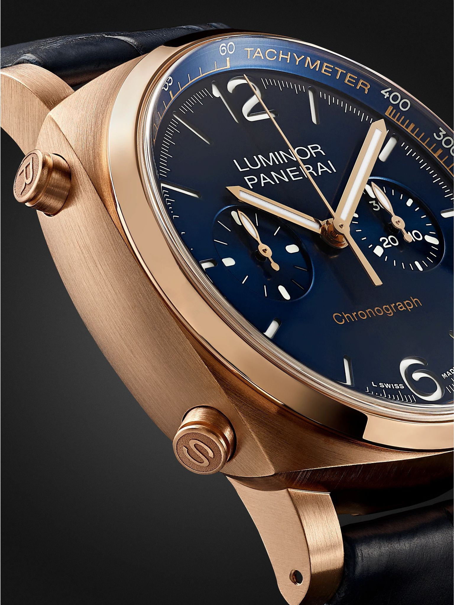 Luminor Chrono Automatic Chronograph 44mm Goldtech and Alligator Watch, Ref. No. PAM01111 Blue - 5
