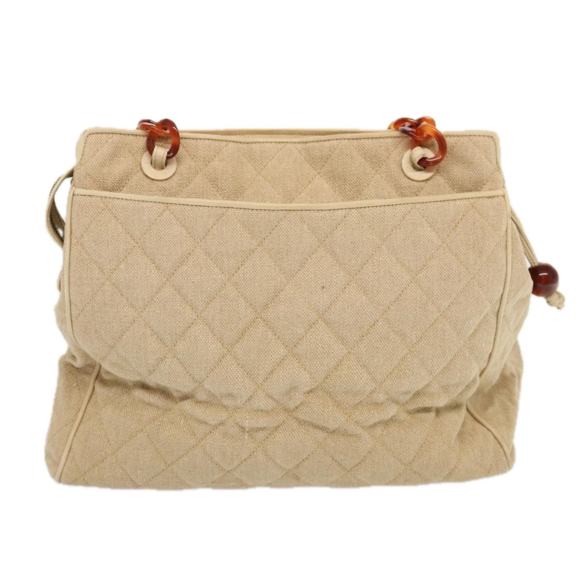 CHANEL Tote Bag Canvas Beige CC - 2