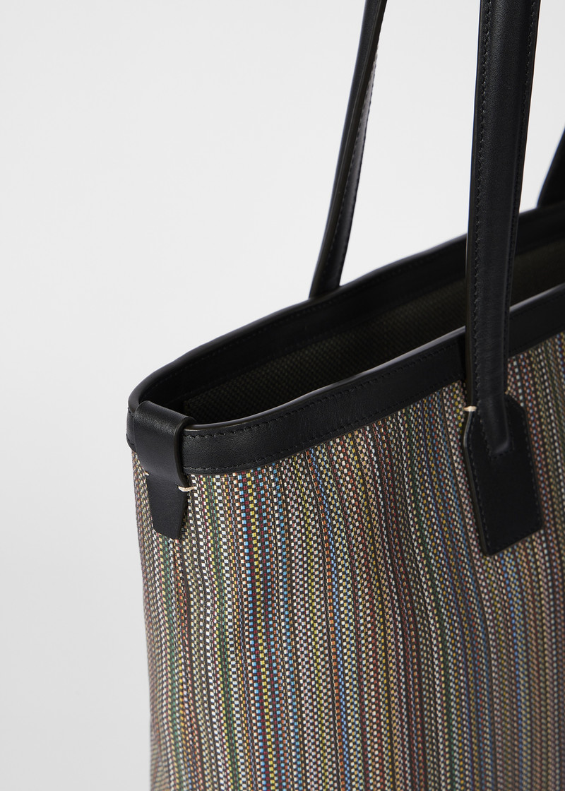 'Signature Stripe' Coated Canvas Tote Bag 5