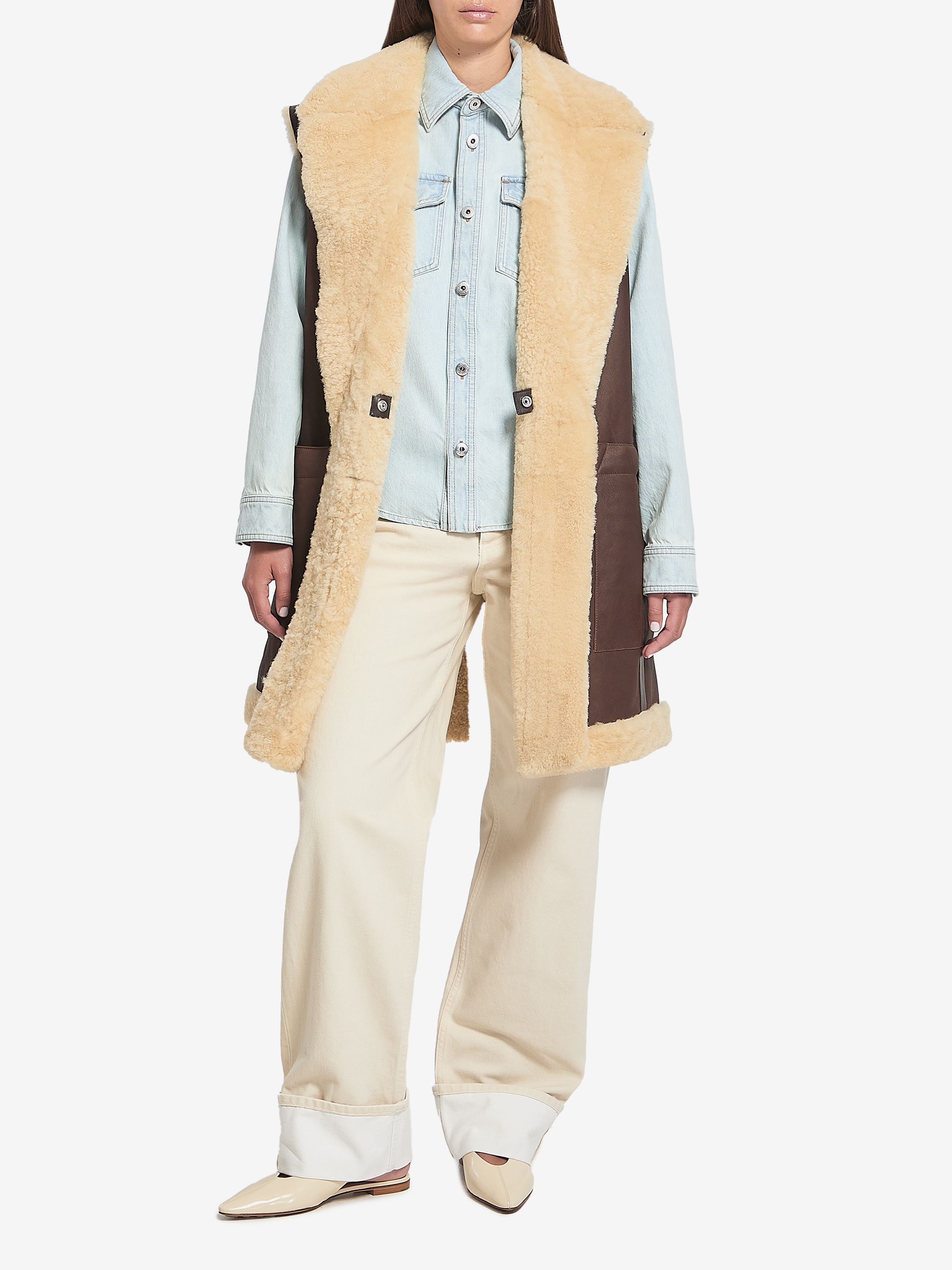 Shearling long vest - 2