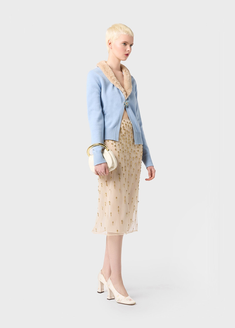 Blumarine CARDIGAN WITH FAUX FUR COLLAR outlook