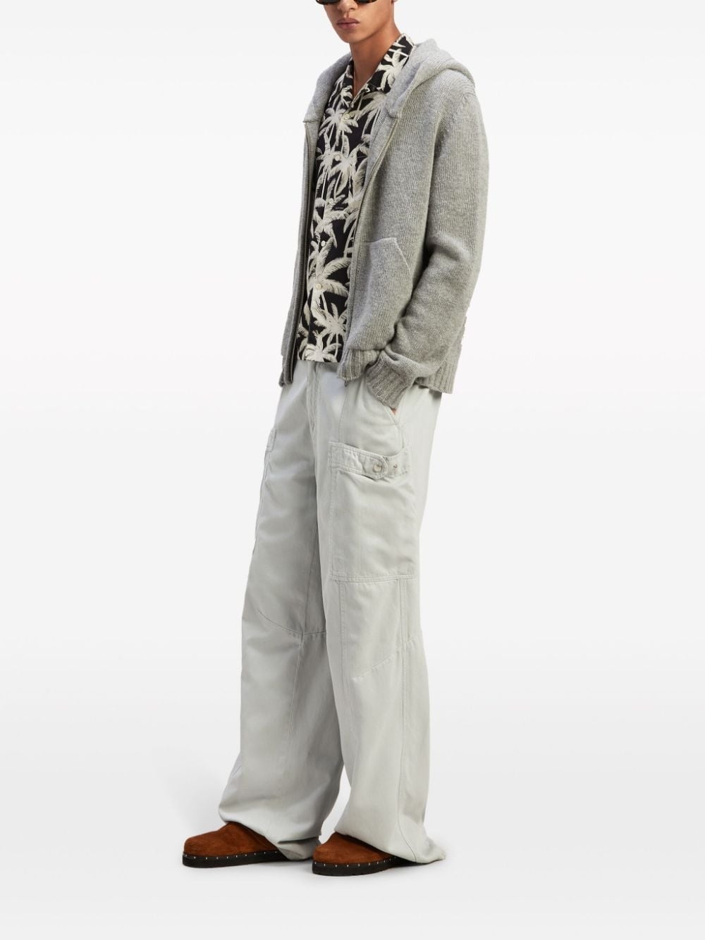 patch-pocket wide-leg trousers - 2