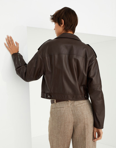 Brunello Cucinelli Nappa leather biker jacket con shiny details outlook