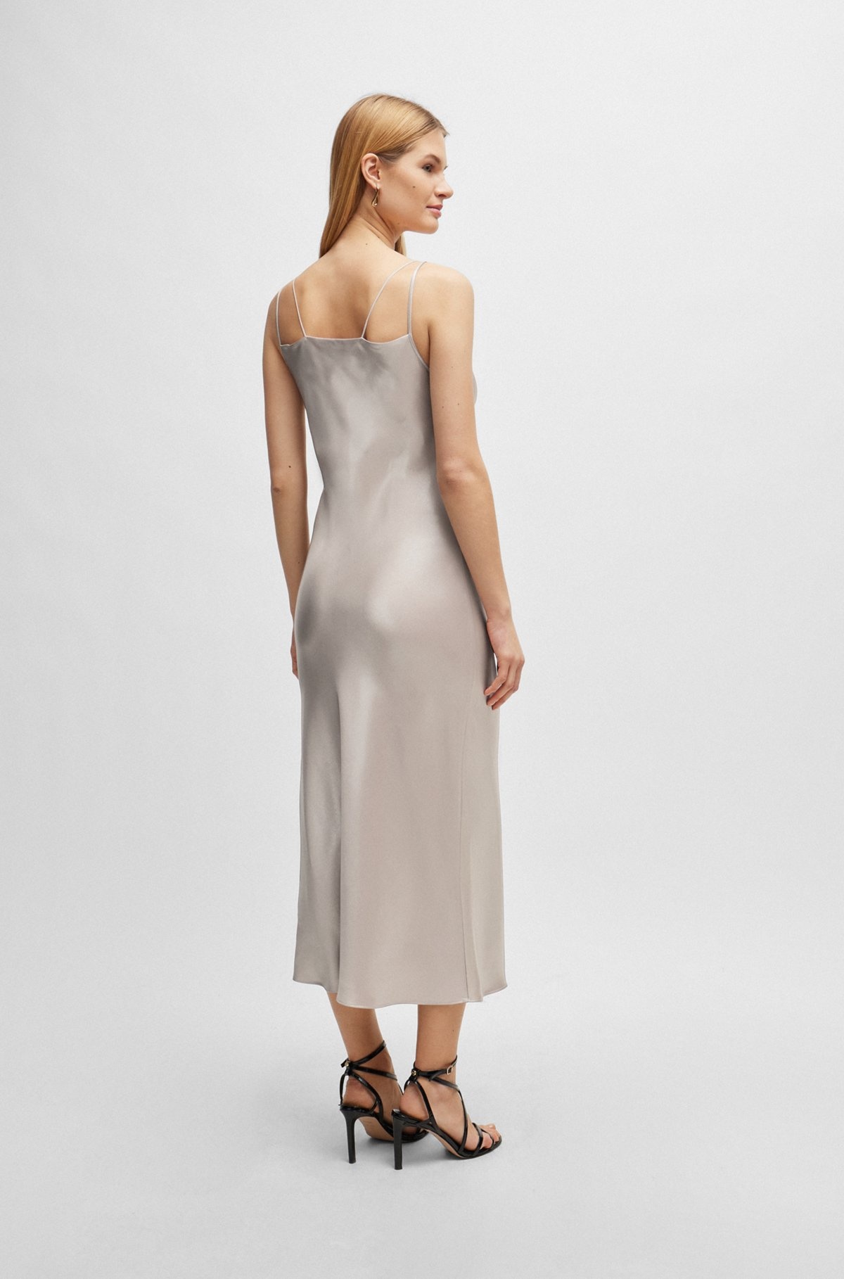 EVENING DRESS IN LIQUID-SOFT FABRIC WITH LAYERED NECKLINE - 4