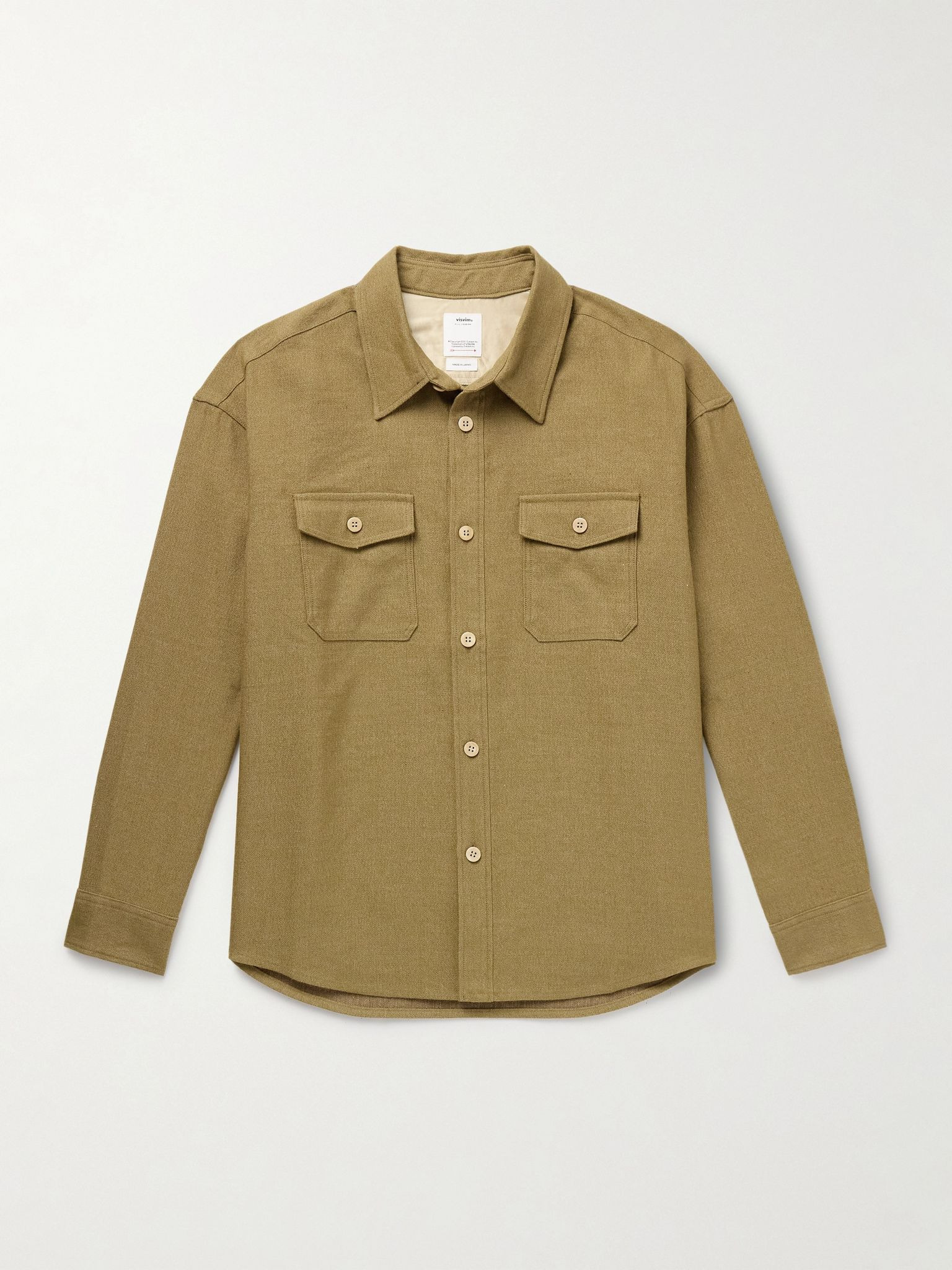 Wool and Linen-Blend Overshirt Green - 1