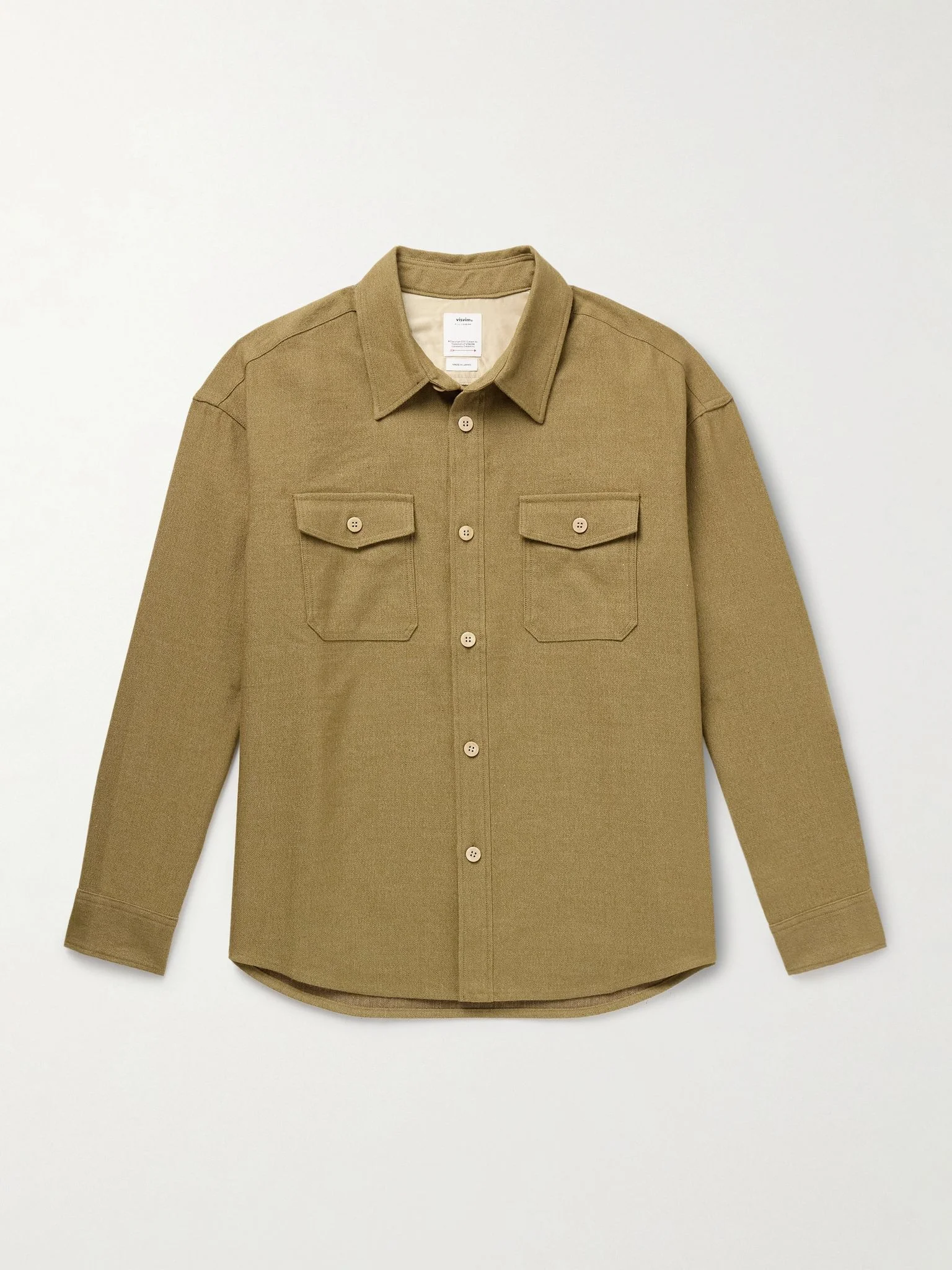 Wool and Linen-Blend Overshirt Green - 1