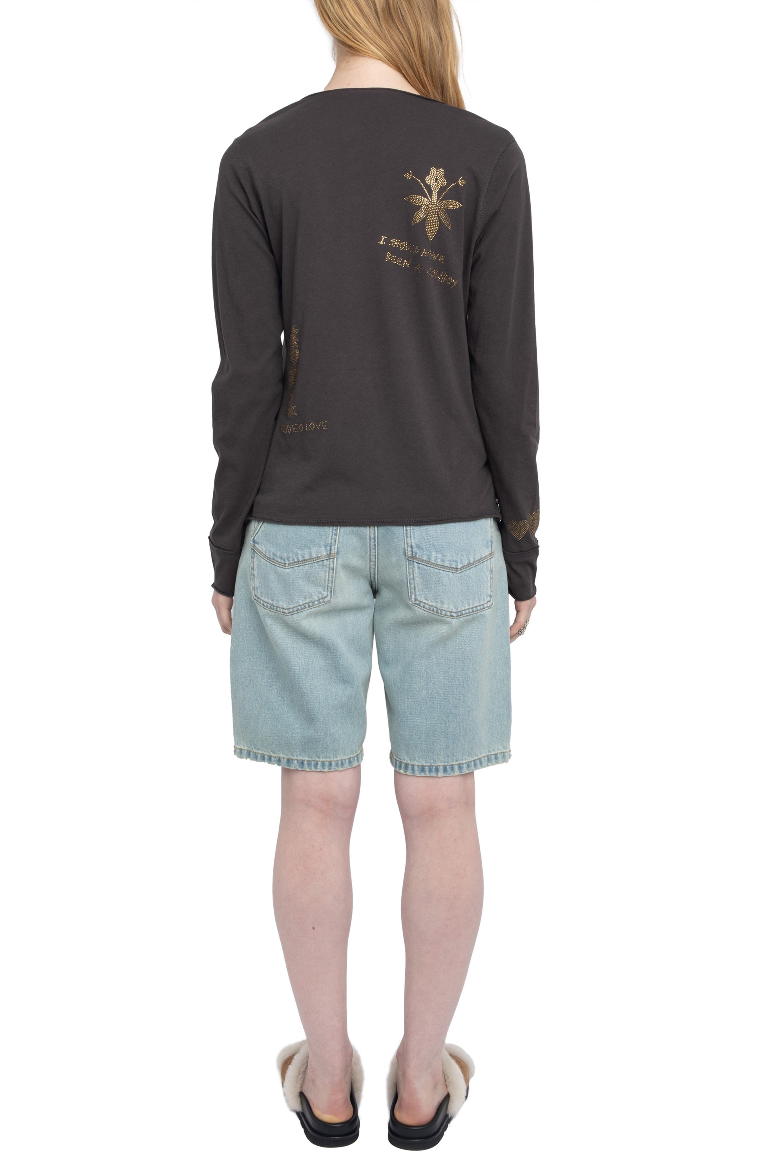 Zadig & Voltaire Multi Strass Beaded Cotton Top in Dark Chocolate at Nordstrom - 7