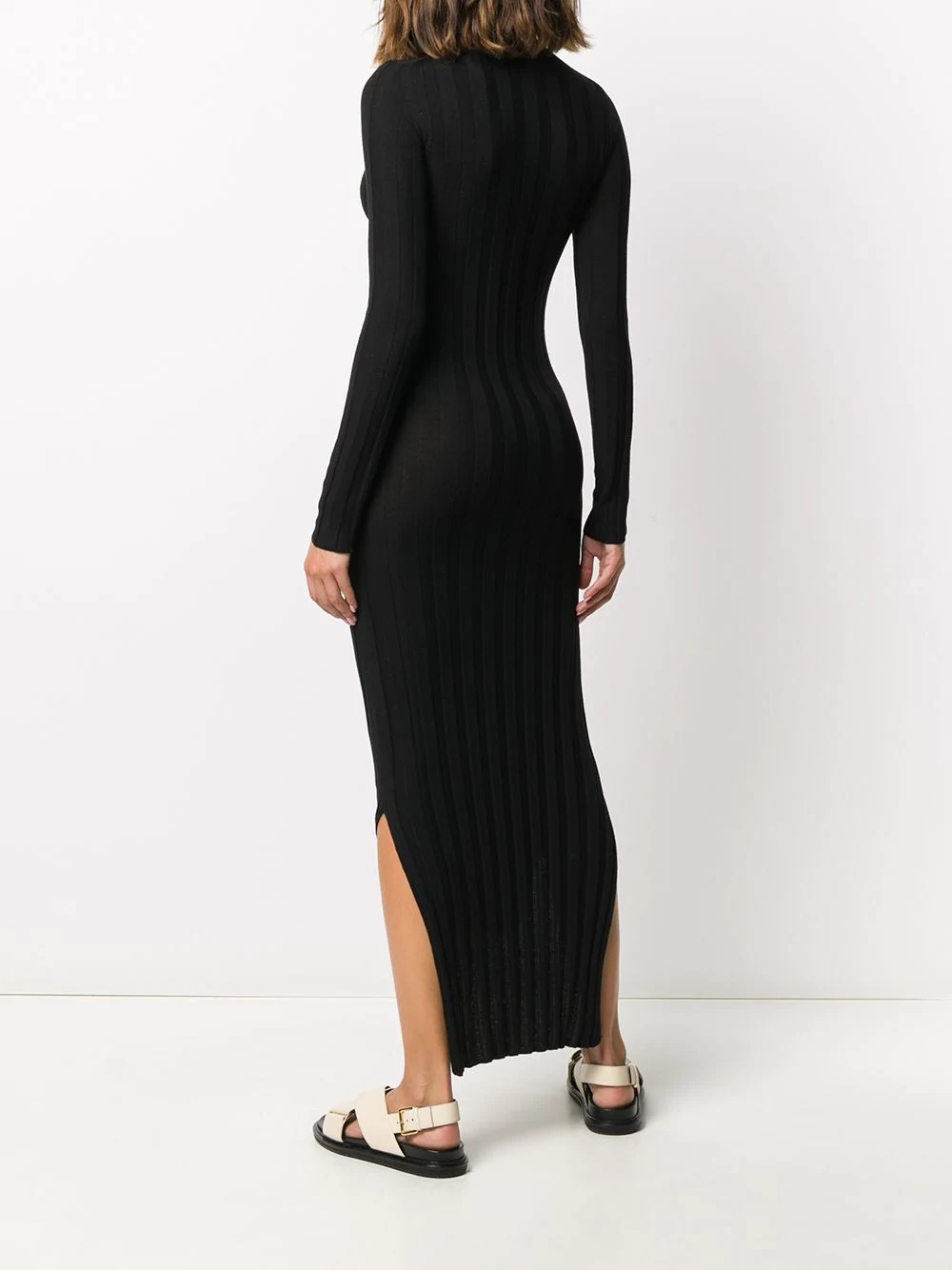 fitted roll neck knit dress - 4