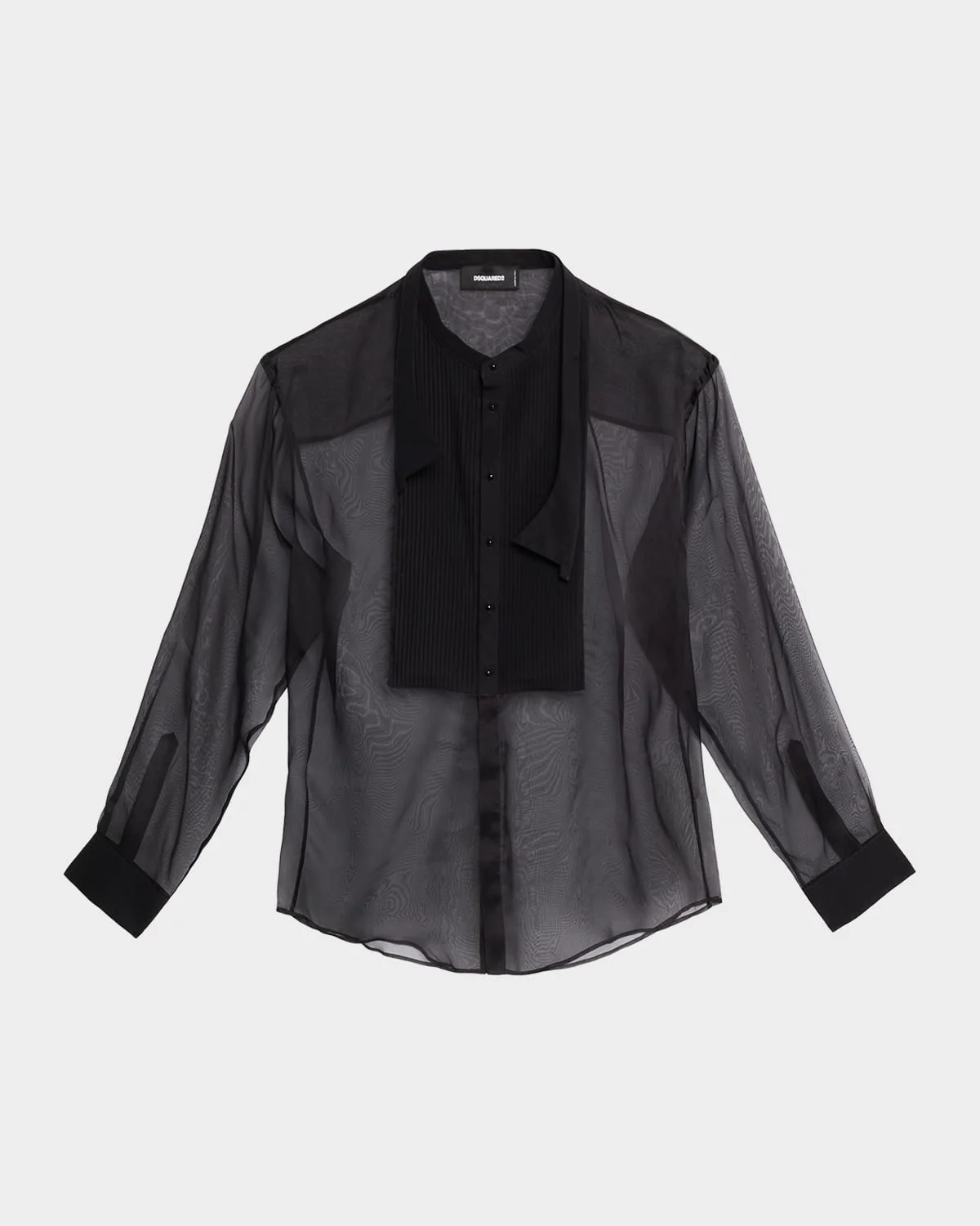 Men's Bow Tie Drop-Shoulder Sheer Silk Shirt - 1