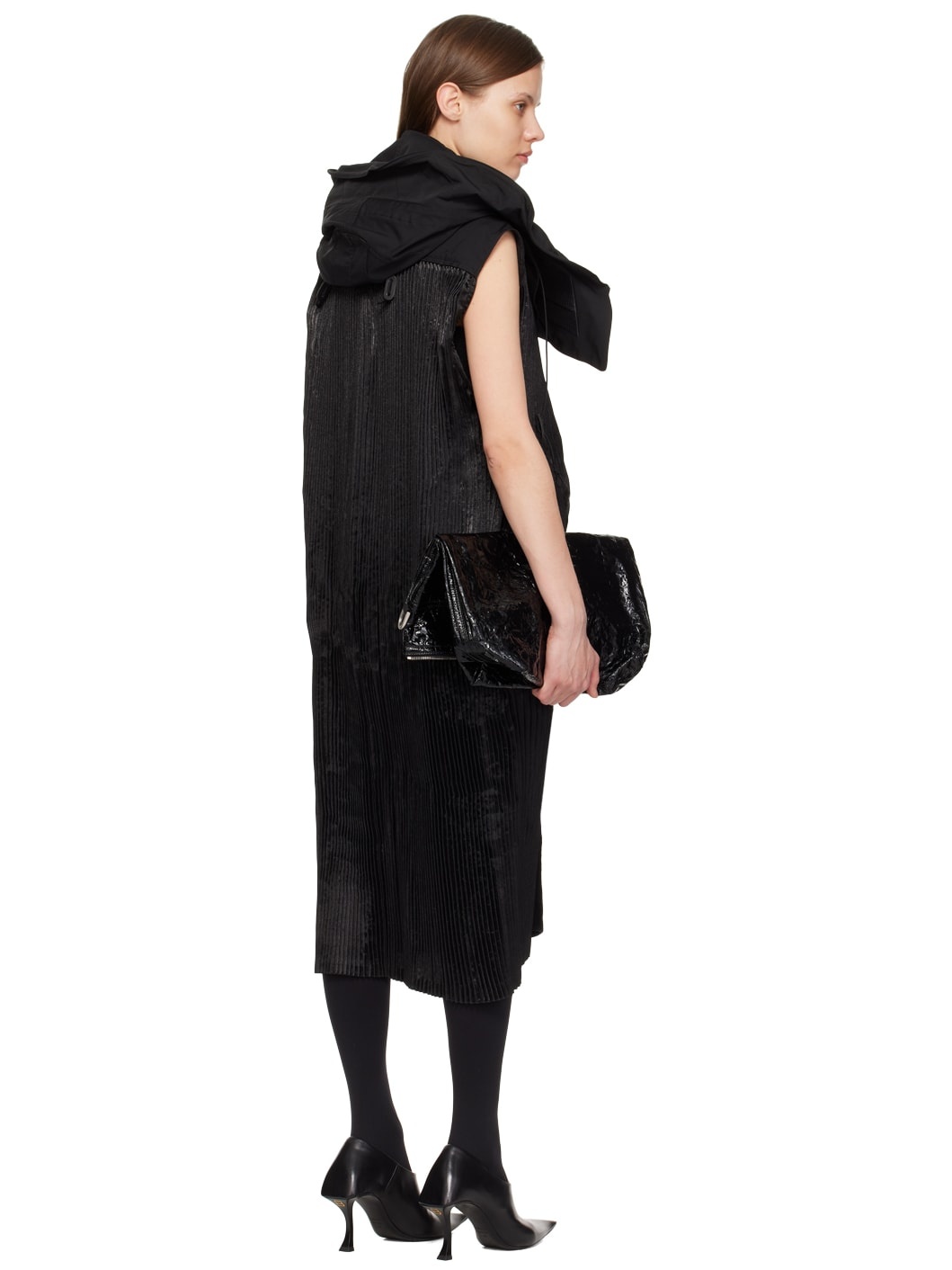 Black Hooded Midi Dress - 3