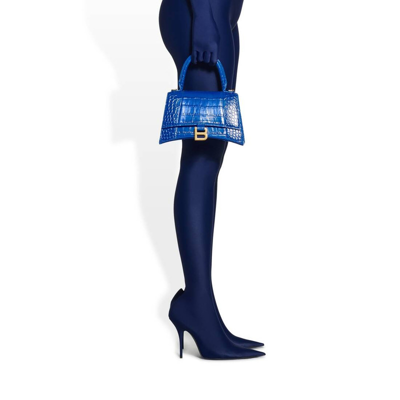 Women's Hourglass Small Handbag Crocodile Embossed  in Electric Blue 3