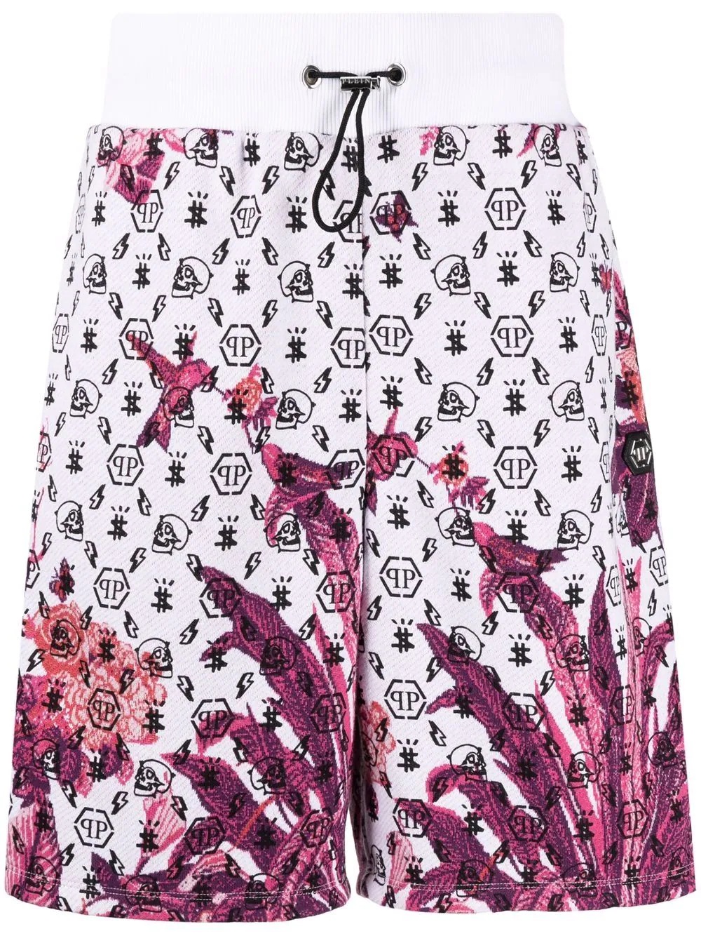 floral logo drawstring shorts - 1