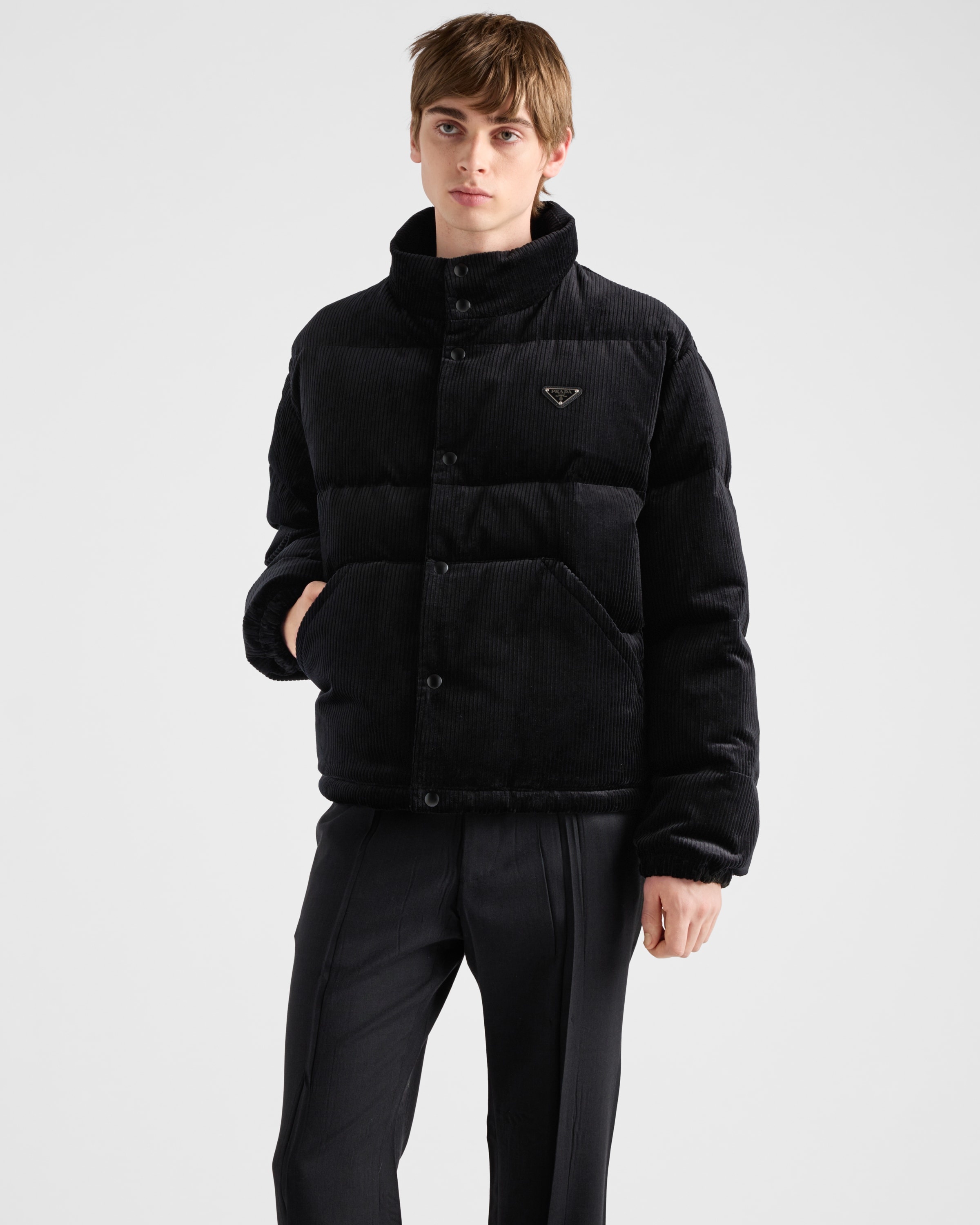 Cropped corduroy down jacket - 6