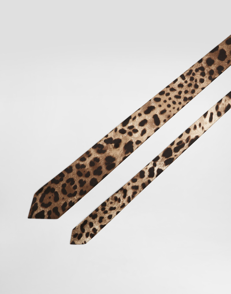 Leopard-print satin tie 3