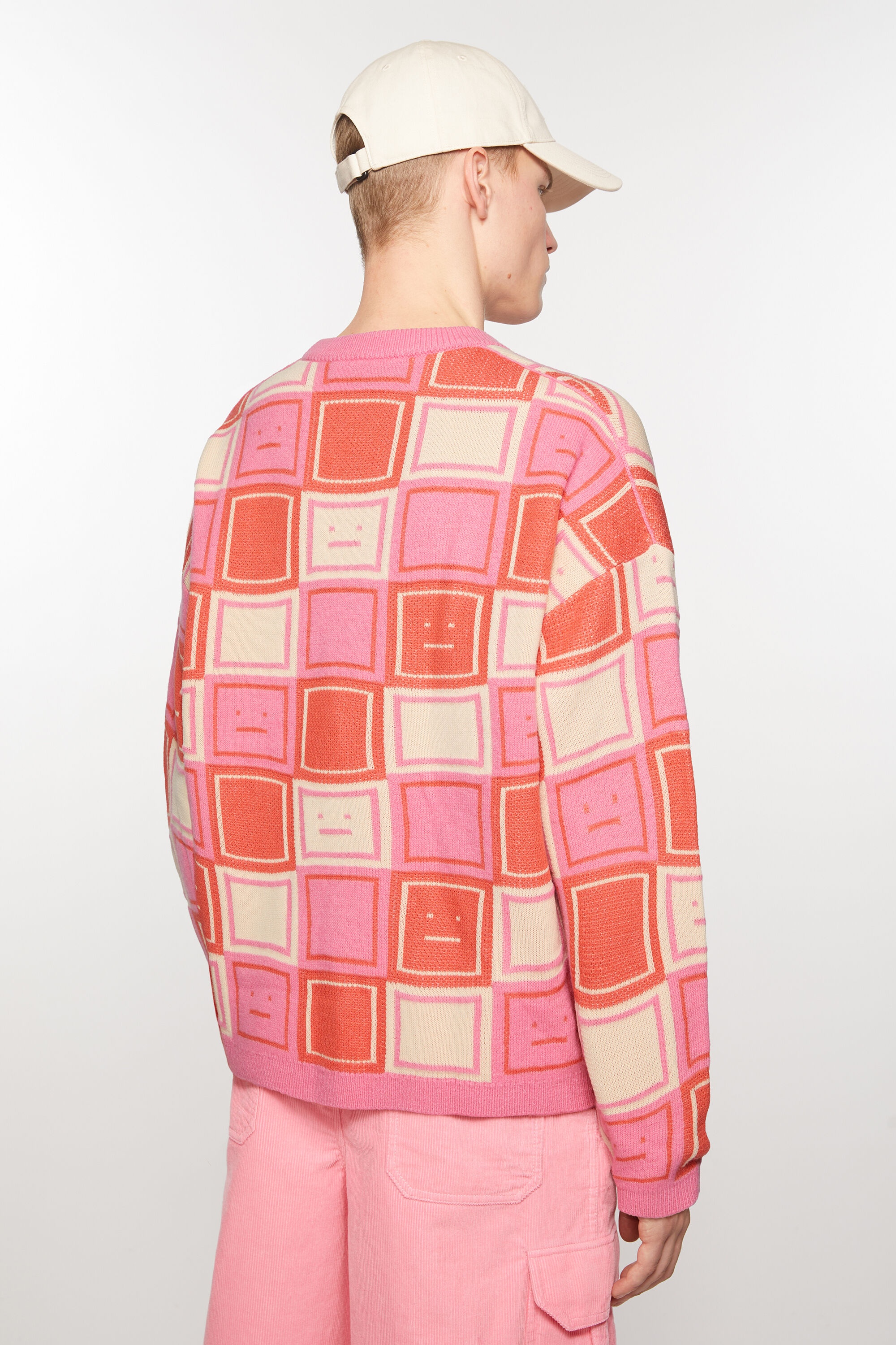Jacquard crew neck jumper - Rusty orange/tango pink - 3
