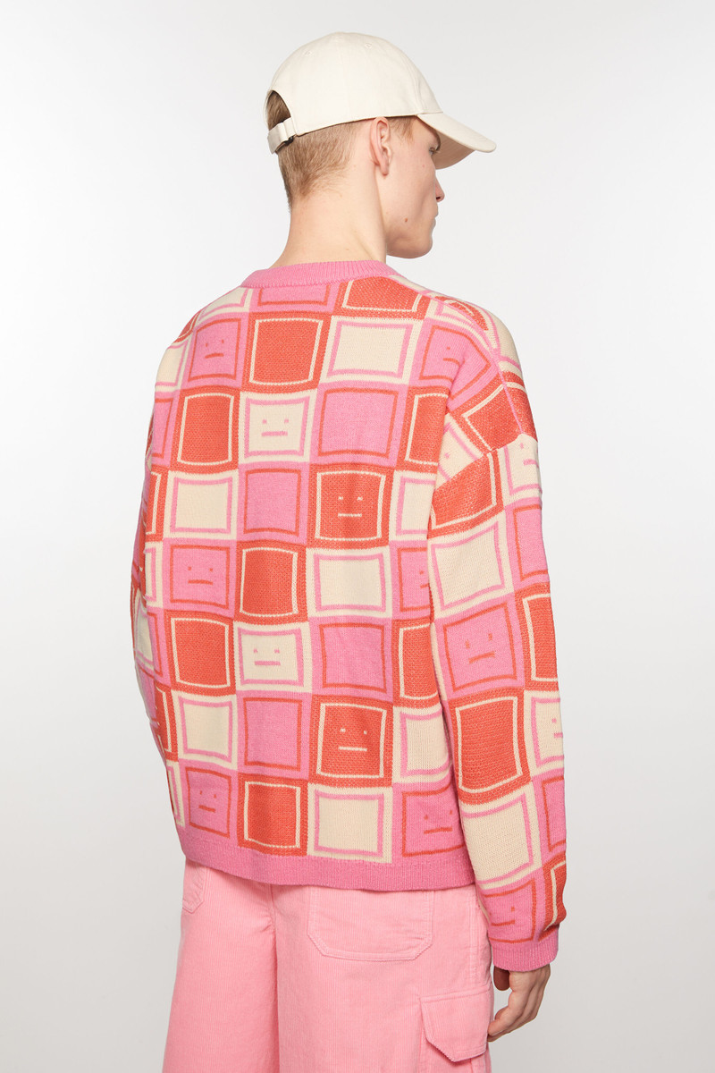 Jacquard crew neck jumper - Rusty orange/tango pink 3