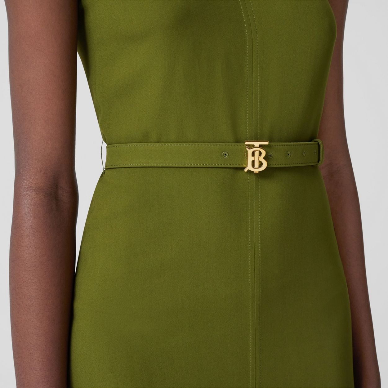 Sleeveless Monogram Motif Belted Dress - 3
