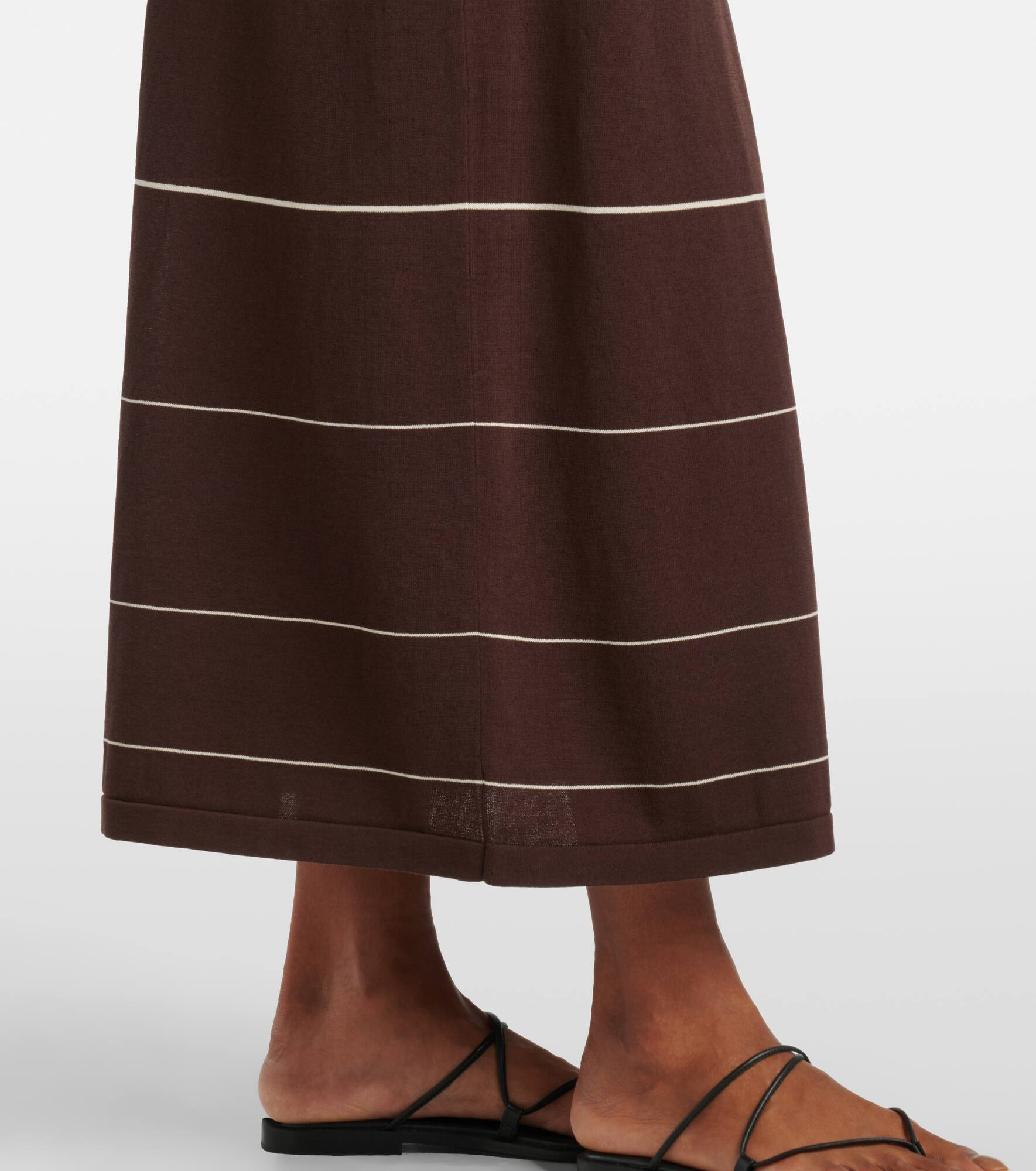 Accordion striped cotton-blend maxi skirt - 5