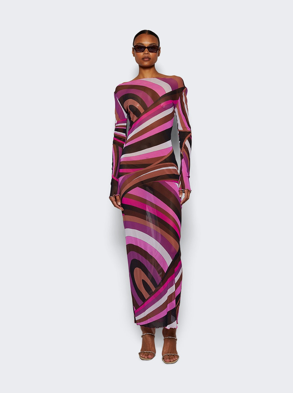 Iride-print Tulle Dress Fuchsia - 2