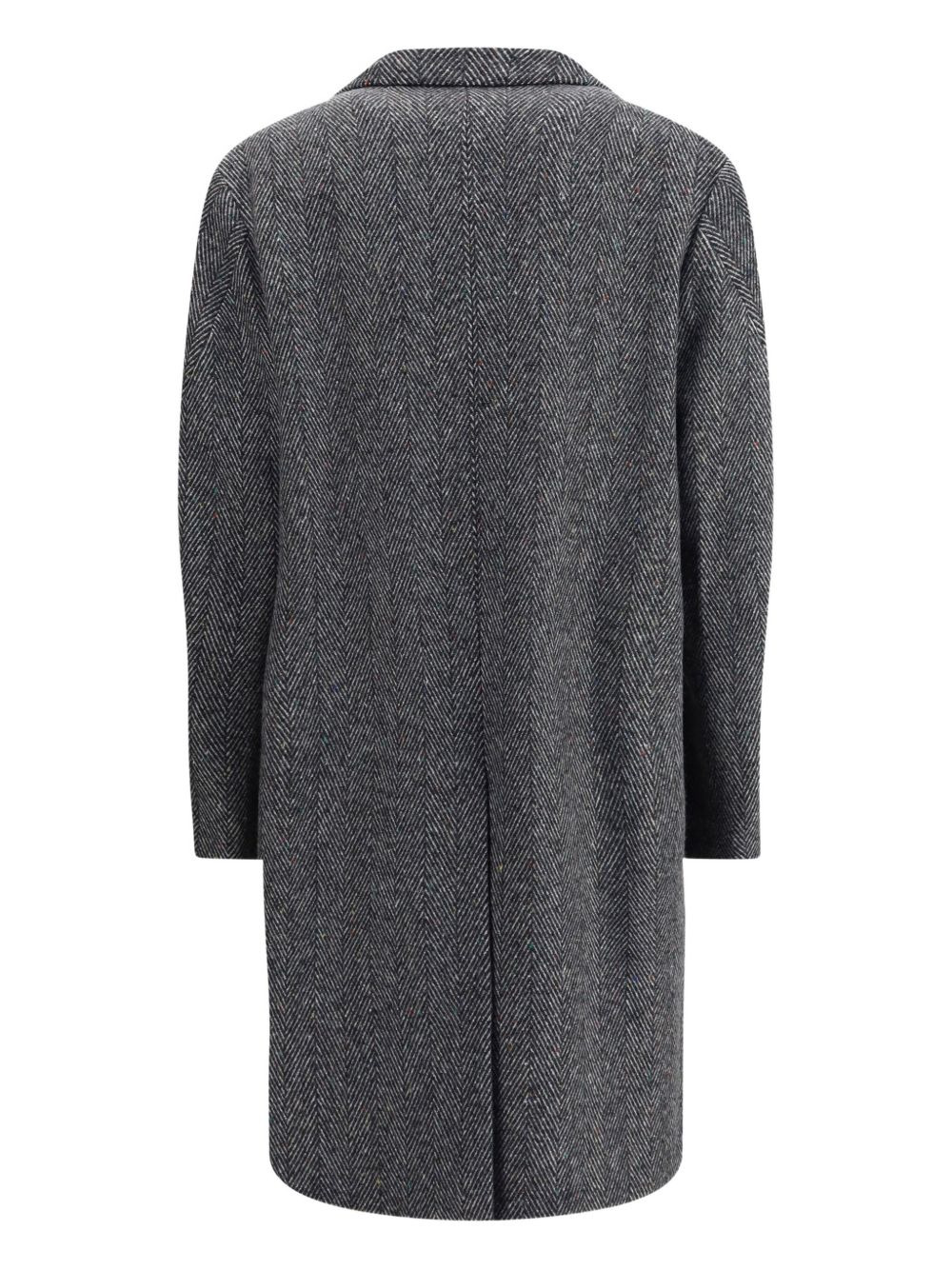 herringbone-pattern notched-lapel coat - 2