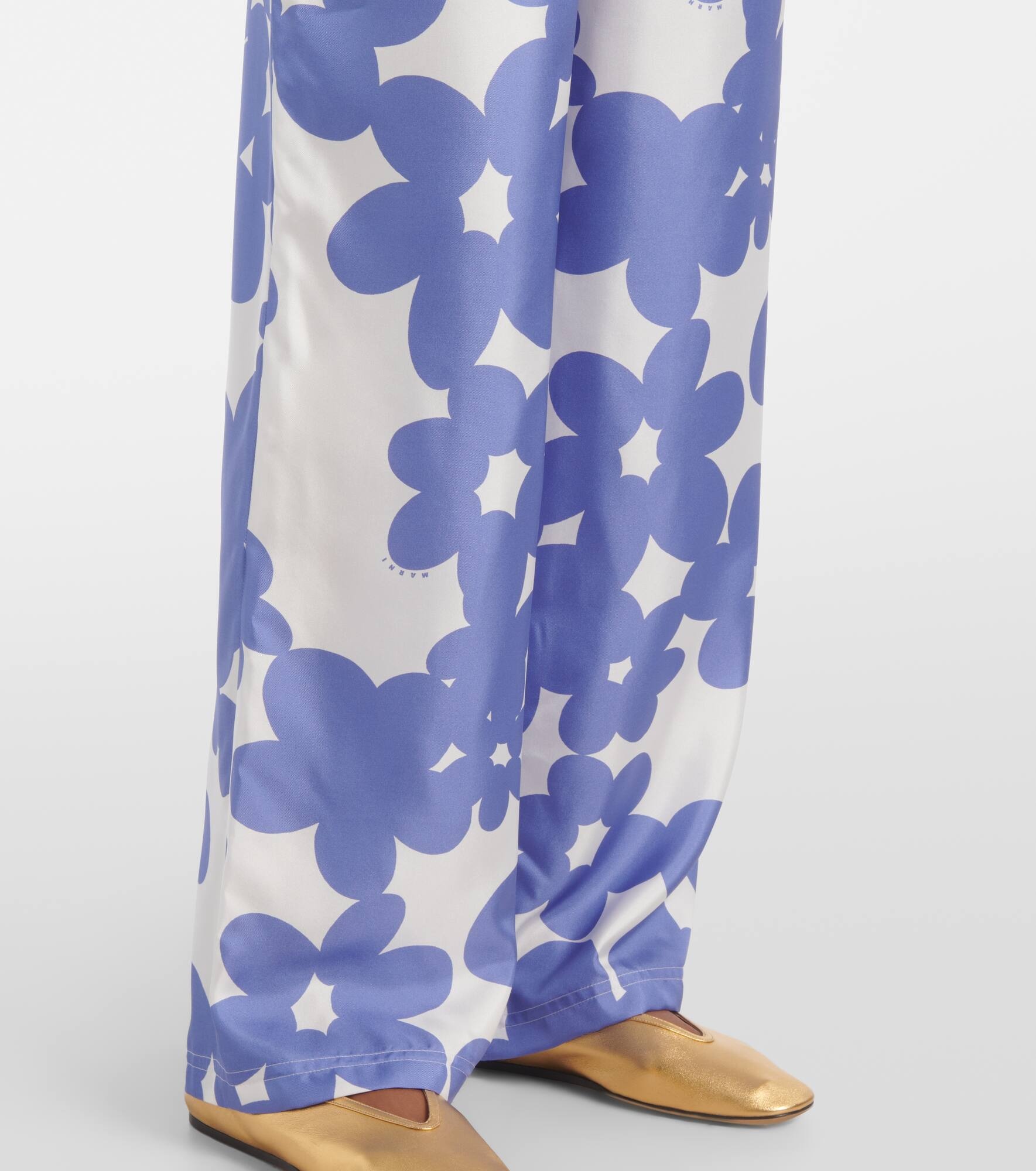 Floral silk wide-leg pants - 5
