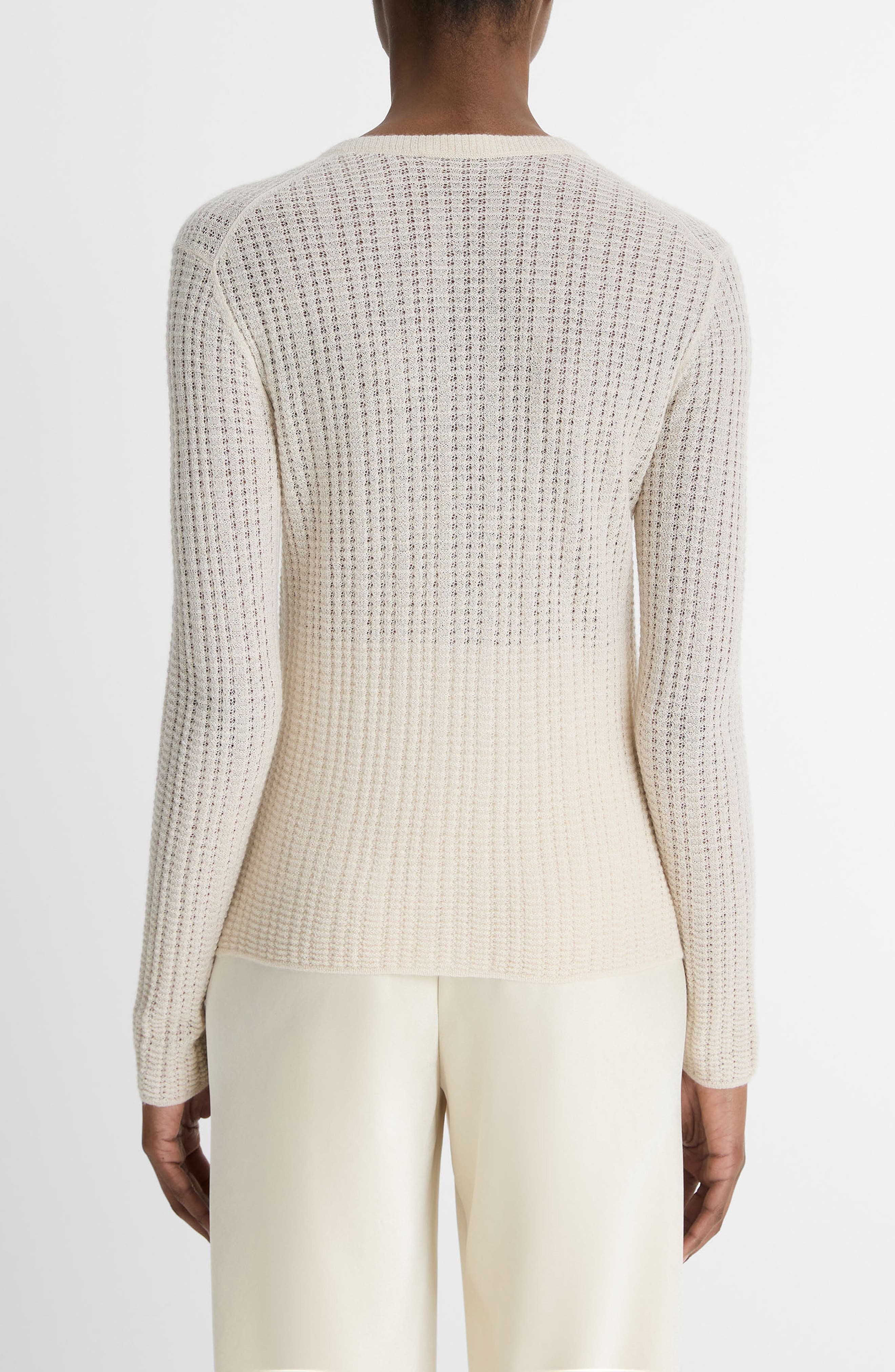 Vince Pointelle Cashmere & Silk Henley in White Sand at Nordstrom - 2