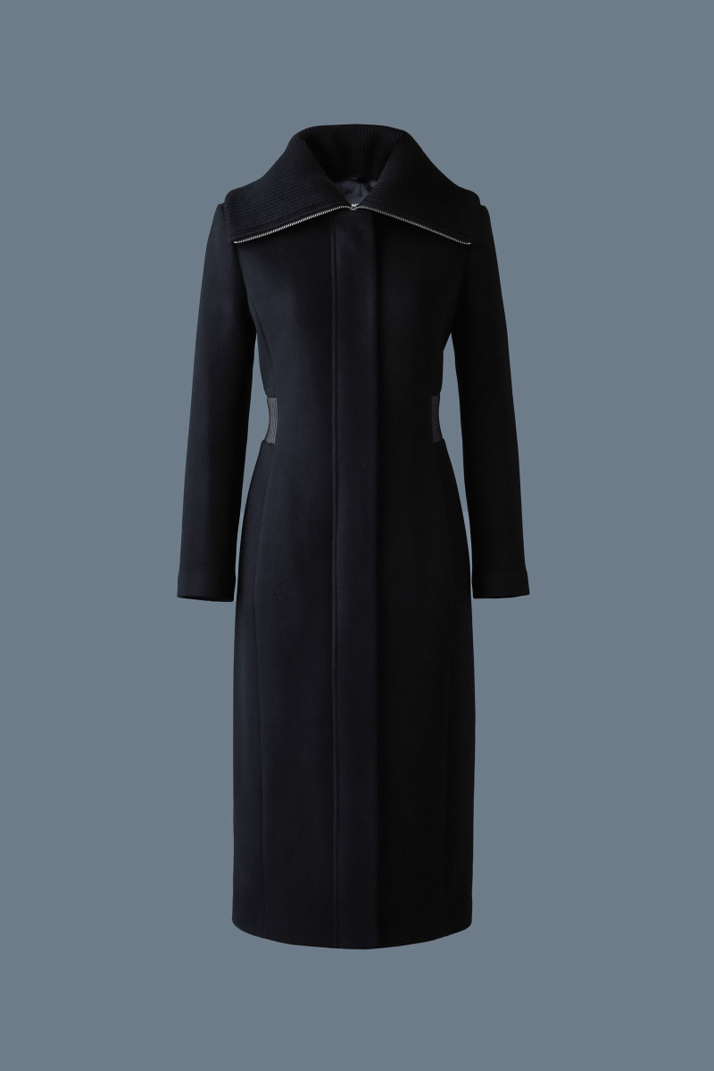 CLARICE Double-face wool coat with smocked detailing 1